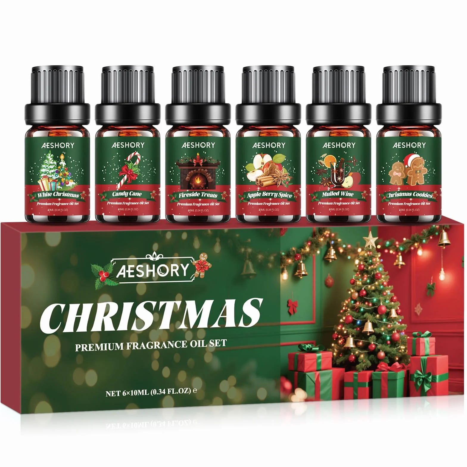 Zestaw Olejków Eterycznych Boże Narodzenie 6 x 10ml Świąteczne Olejki Zapachowe Do Dyfuzora
