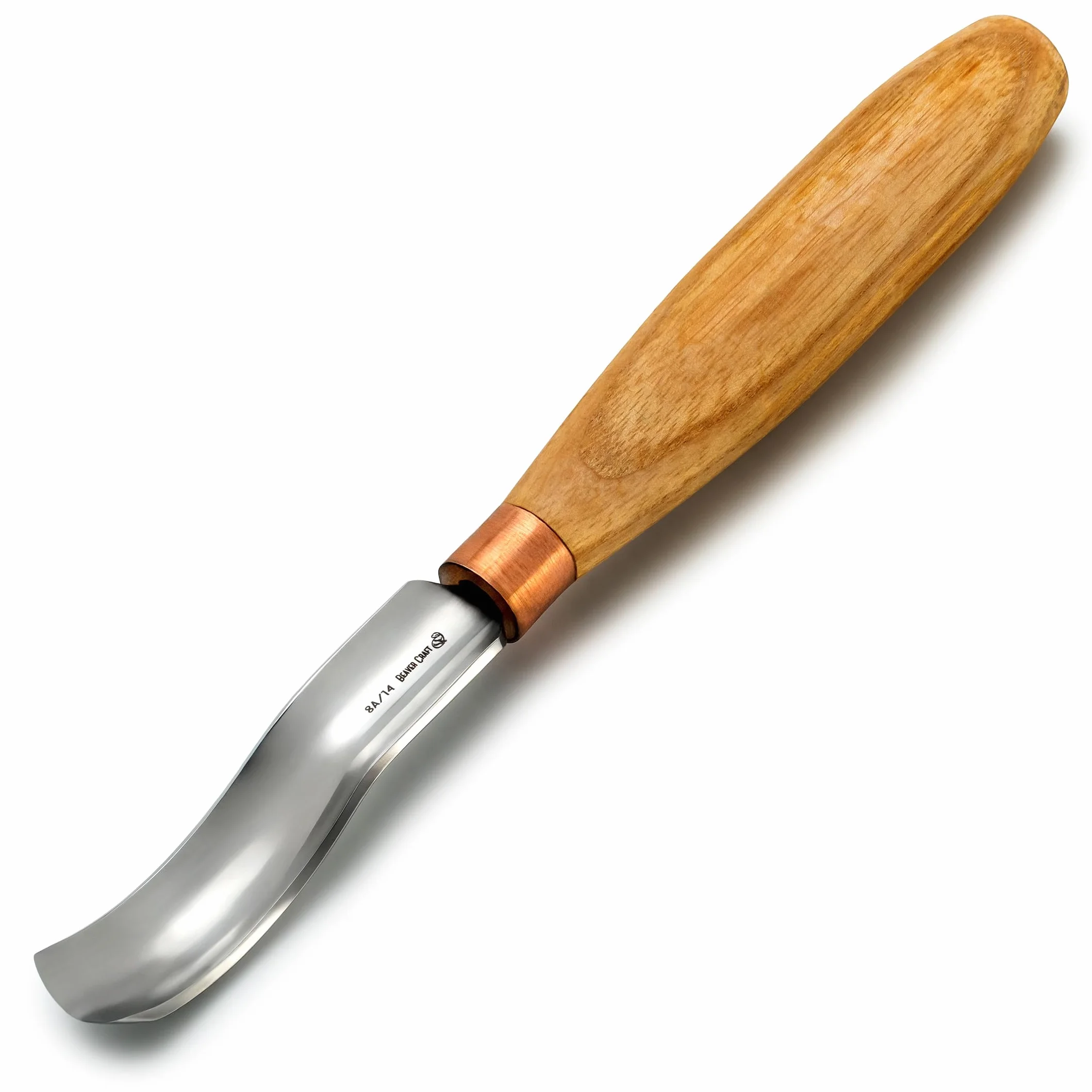 BeaverCraft, zakrzywione dłuto do rzeźbienia w drewnie K8a/14 1,4 cm - narzędzia do rzeźbienia łyżek - ręczne dłuto do obróbki drewna, kompaktowy nóż do rzeźbienia w drewnie dla początkujących i