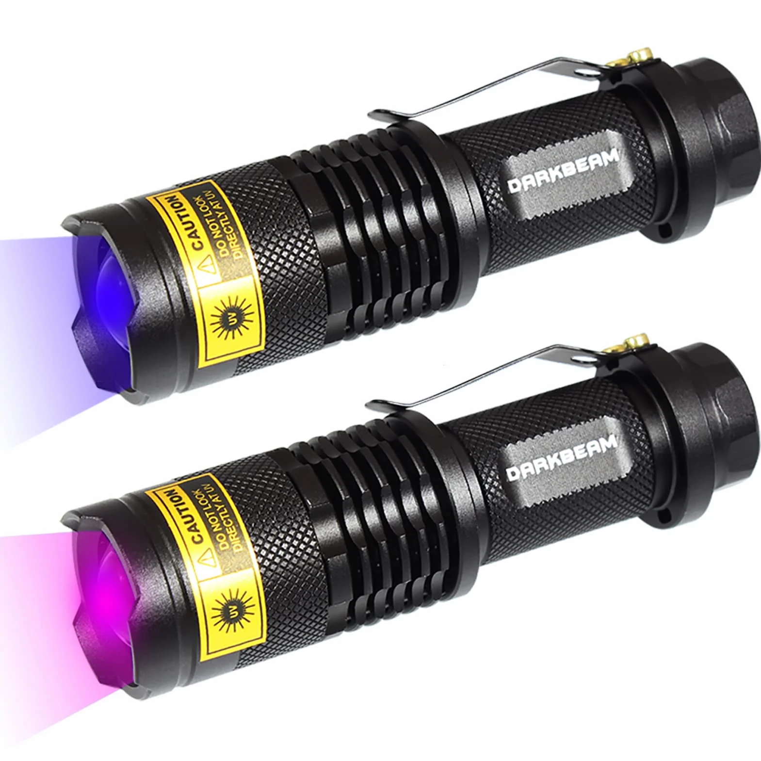 DARKBEAM Latarka UV 365 nm i 395 nm, czarne światło, ultrafioletowe, LED, przenośna, mini, ręczna, wykrywacz plam moczu psa, 370 nm, identyfikacja banknotów, utwardzanie żywicy