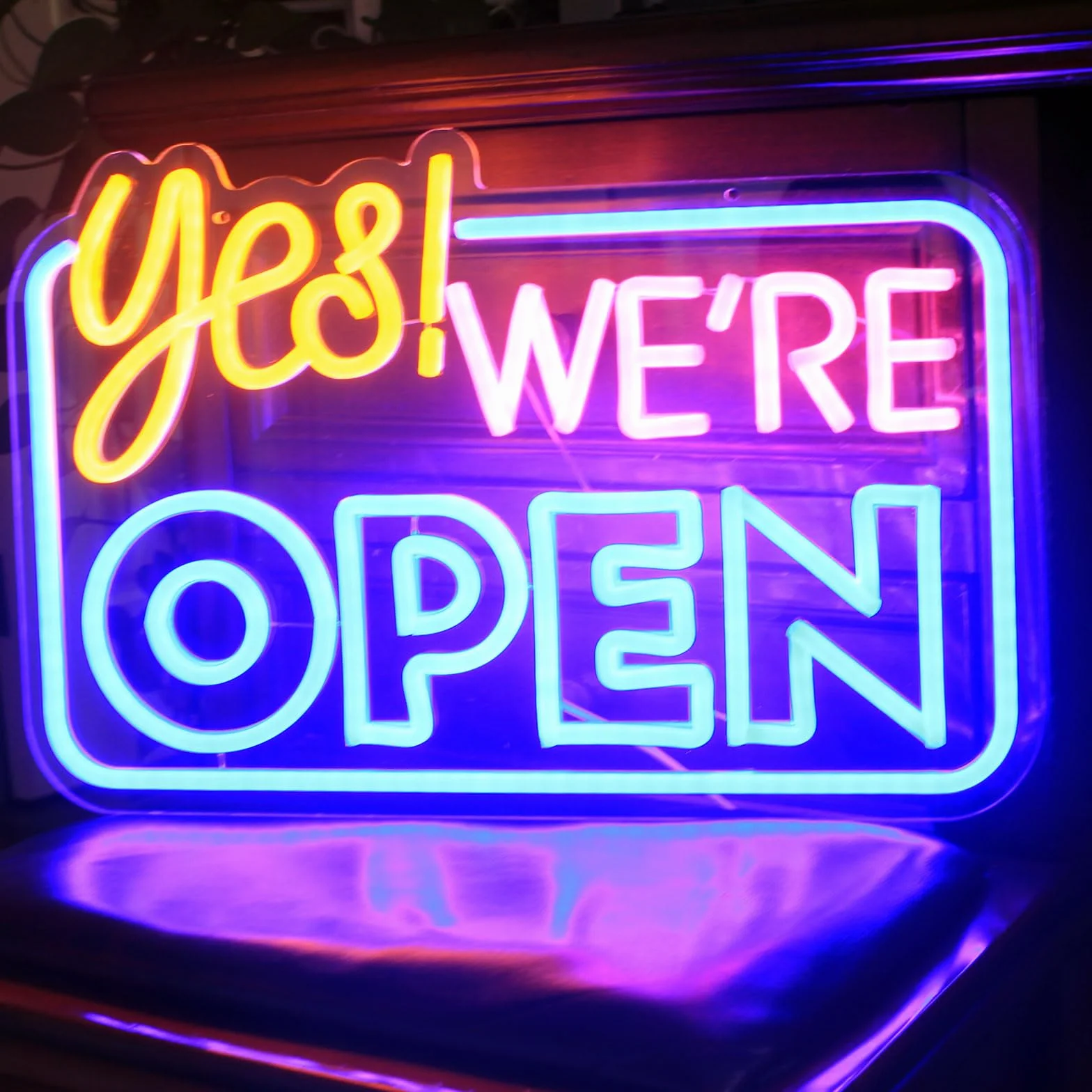 "Yes We are Open" neonowy znak dla biznesu, możliwość ściemniania, otwarty, zasilany przez USB, podświetlane znaki do sklepu biznesowego, kawiarni, hotelu, restauracji, baru, dekoracja (42 x