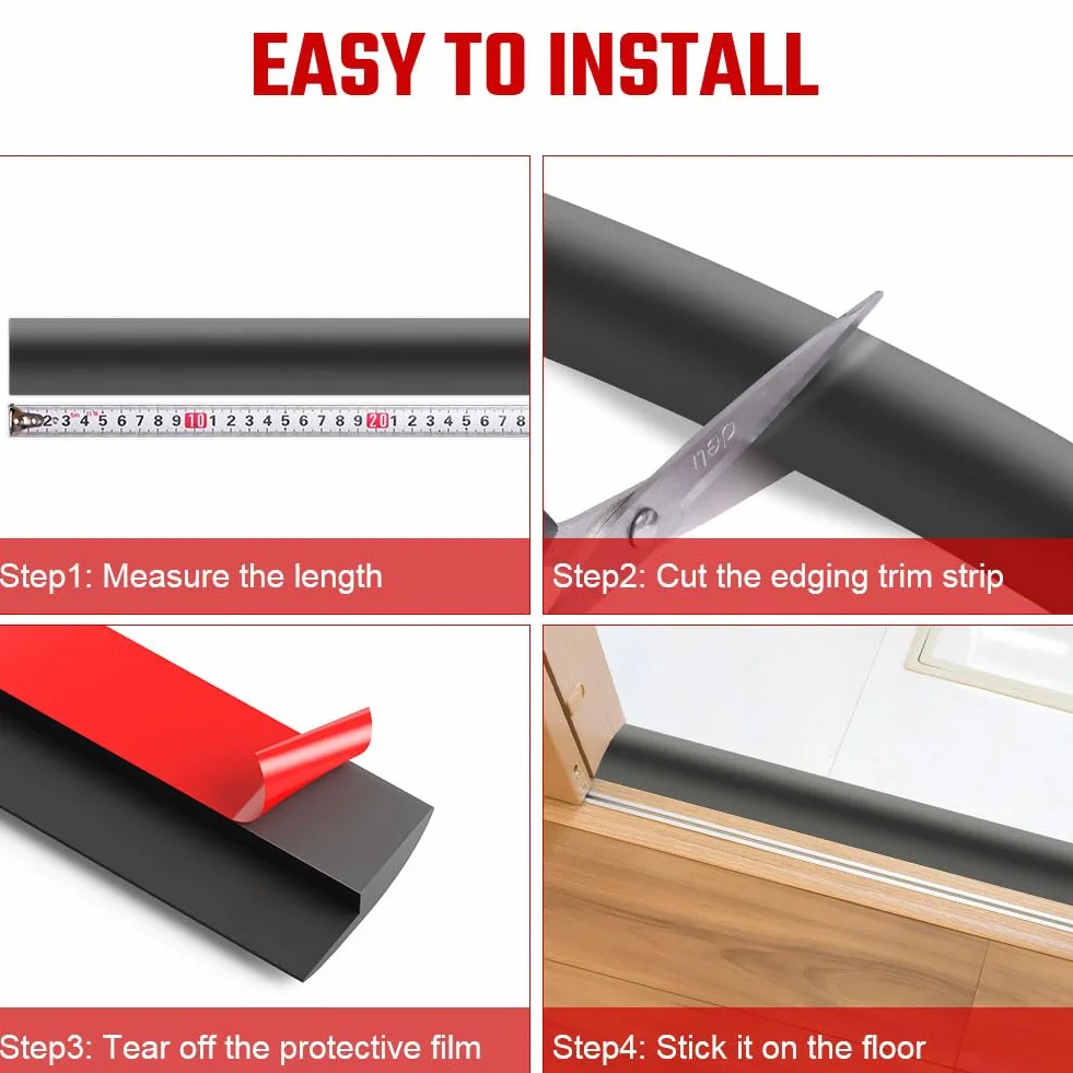 Flintronic Listwa przejściowa do podłóg laminowanych 1,2 m, Listwa dzieląca podłogę PVC, Listwa przejściowa, Samoprzylepna listwa progowa, Listwy progowe do drzwi do łączenia podłogi, Dywanu, 5 mm