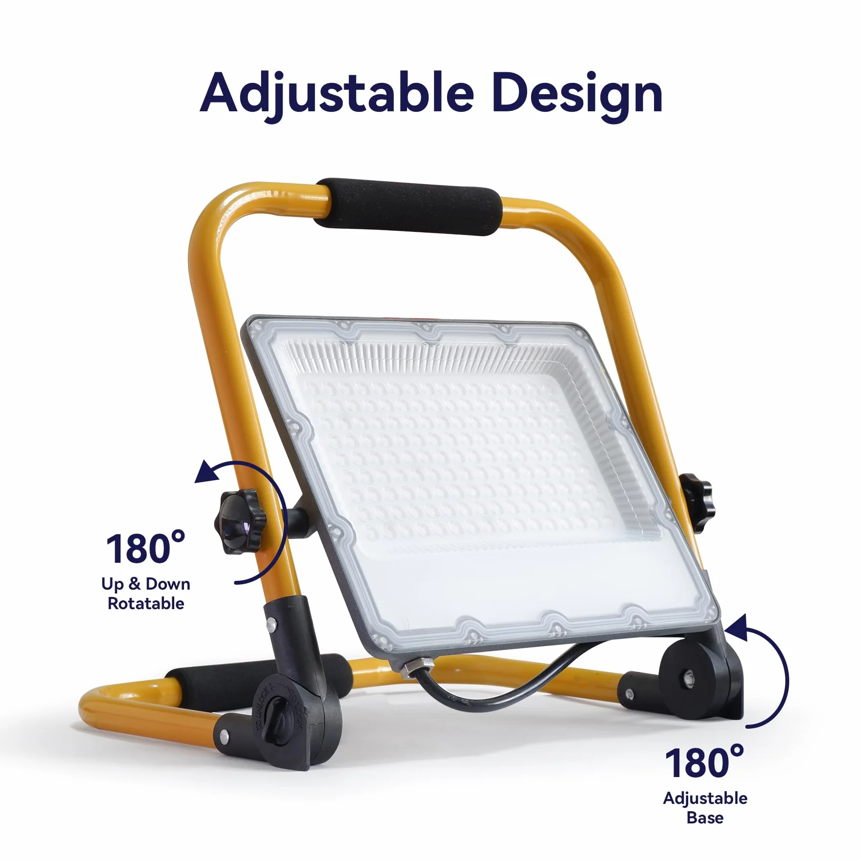 Reflektor Budowlany LED 100W ze Statywem i Kablem 4 M, Wodoszczelność IP66, Reflektor Roboczy z Przełącznikiem, do Warsztatu, Konserwacji lub na Placu Budowy, 6500K Zimne Białe światło
