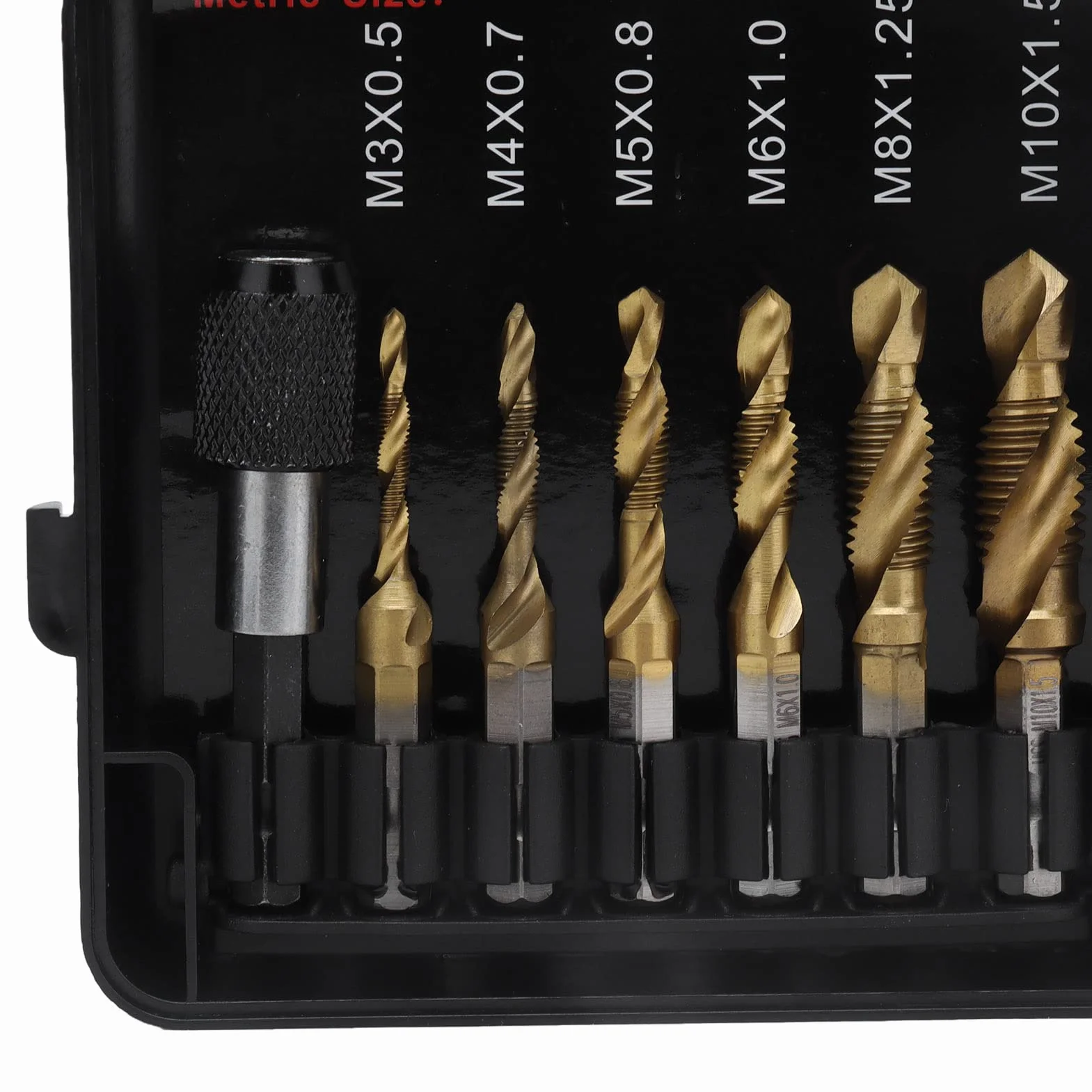 Zestaw wierteł do gwintowników, narzędzia do gwintowania 1/4 cala, system amerykański HSS metryczny Ti Plated Adapter Pure + Fast Change do wiercenia gwintów wkrętów