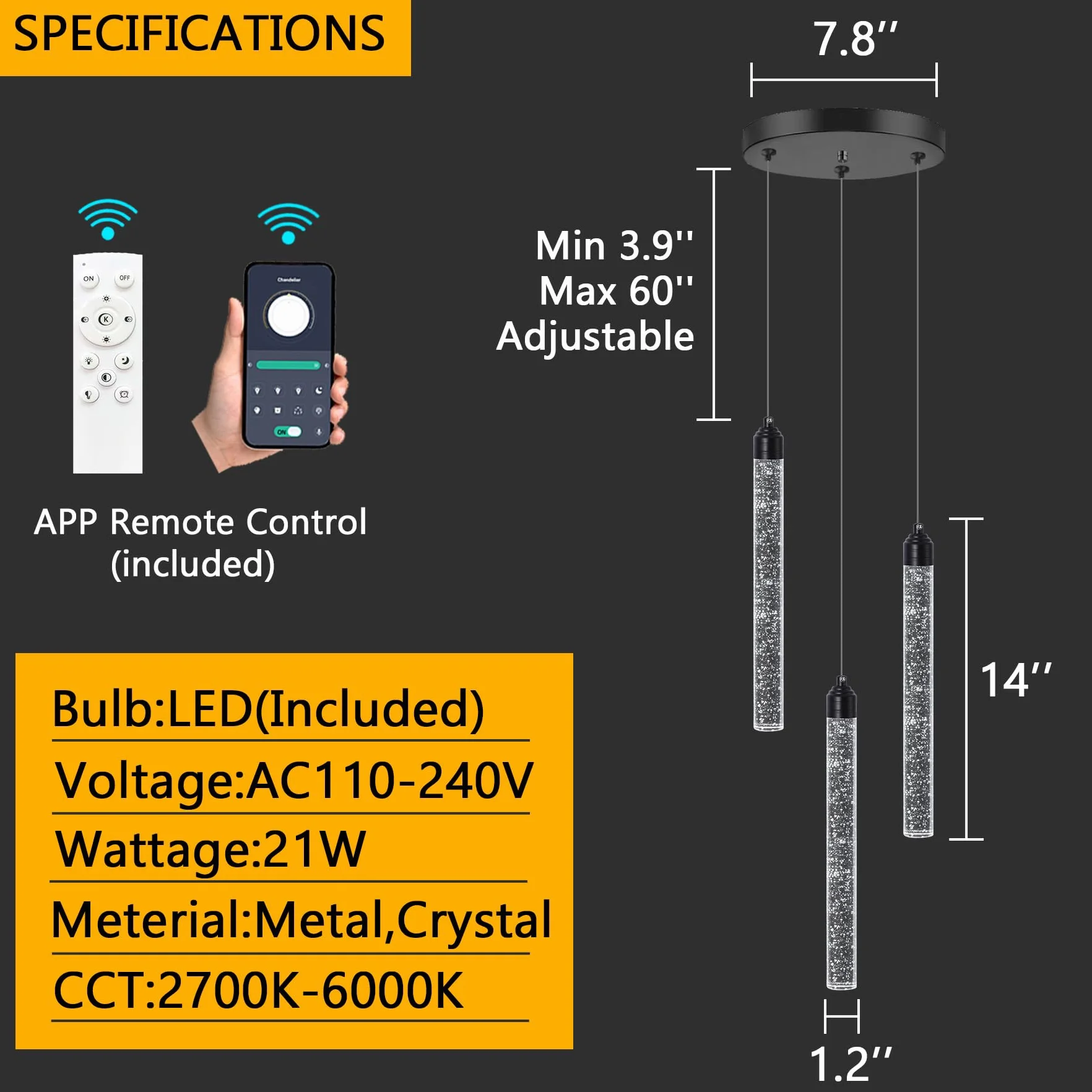Mini czarny żyrandol z 3 światłami na wyspę kuchenną nowoczesny kryształowy wisiorek LED lampa wisząca regulowana ściemniana lampa wisząca do jadalni, sypialni, lampy sufitowe podwieszane