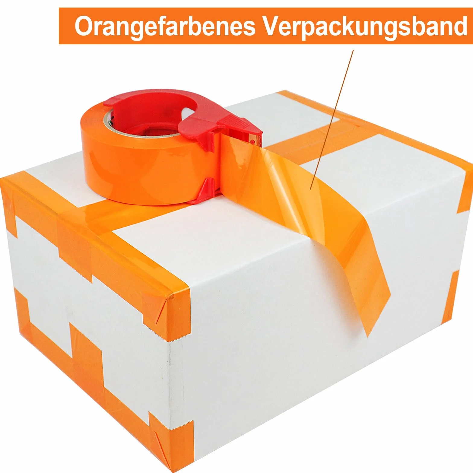 BOMEI PACK 3 rolki pomarańczowej taśmy pakowej, taśma klejąca, taśma kartonowa, 66 m x 48 mm, materiały do pakowania opakowań i kartonu, taśma pakowa z dozownikiem z tworzywa sztucznego