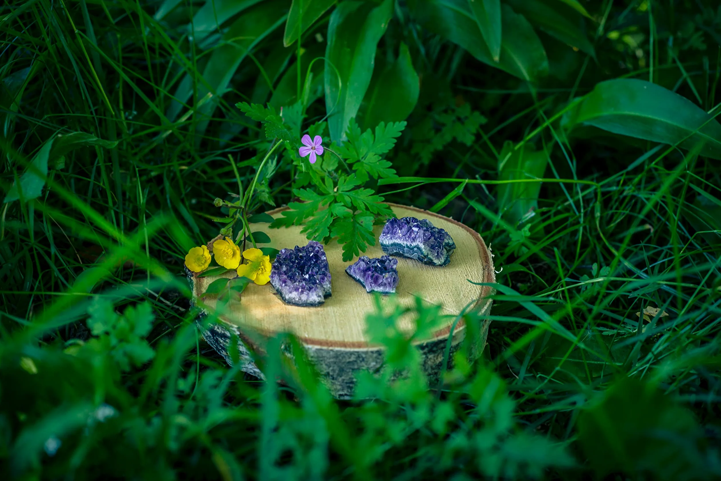 Kryształy ametystu | 100% naturalne kawałki z grotów | zestaw 3 sztuki