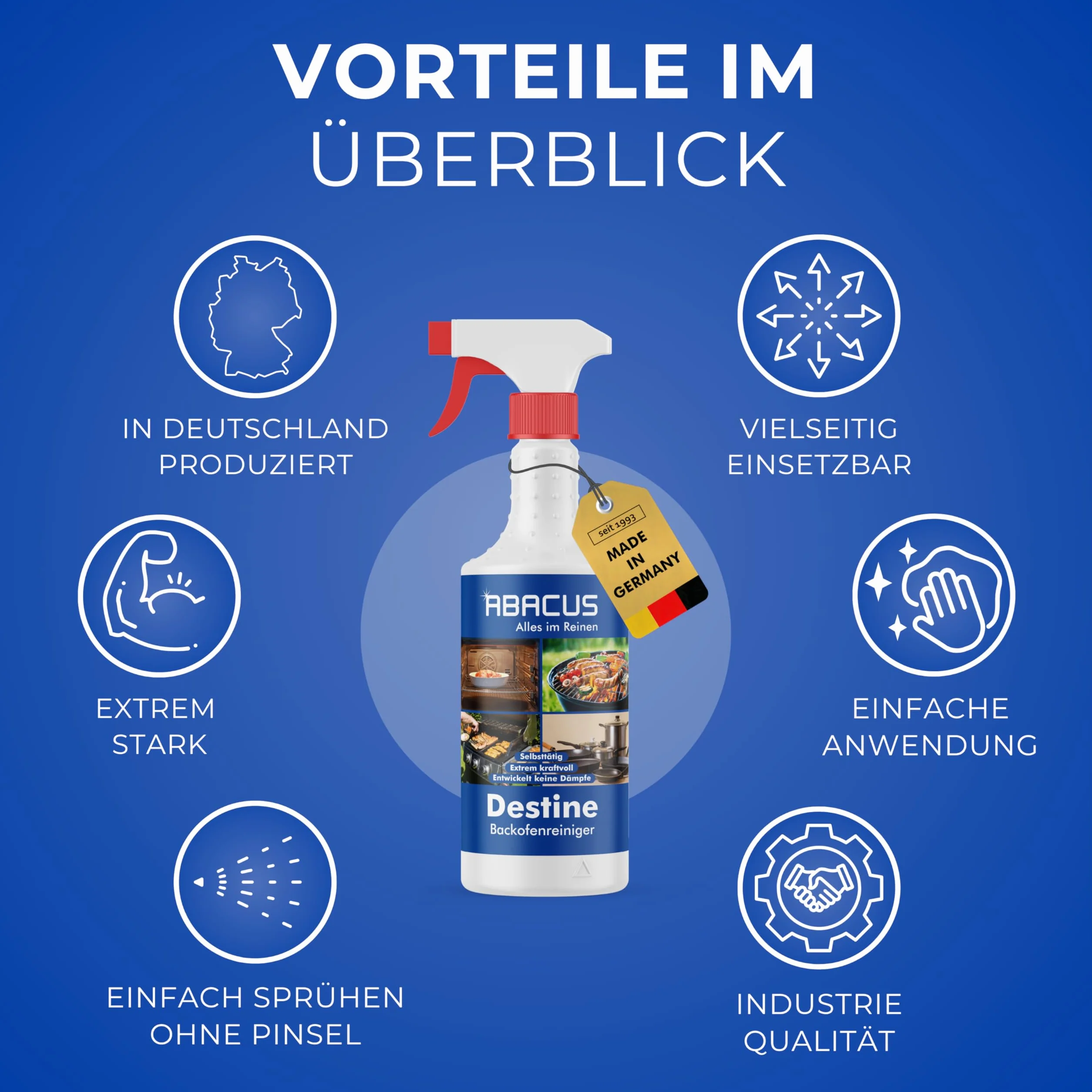 ABACUS® Środek do czyszczenia piekarnika, grilla, piekarnika, piekarnika, grilla, 750 ml, gotowy do użycia (4045)