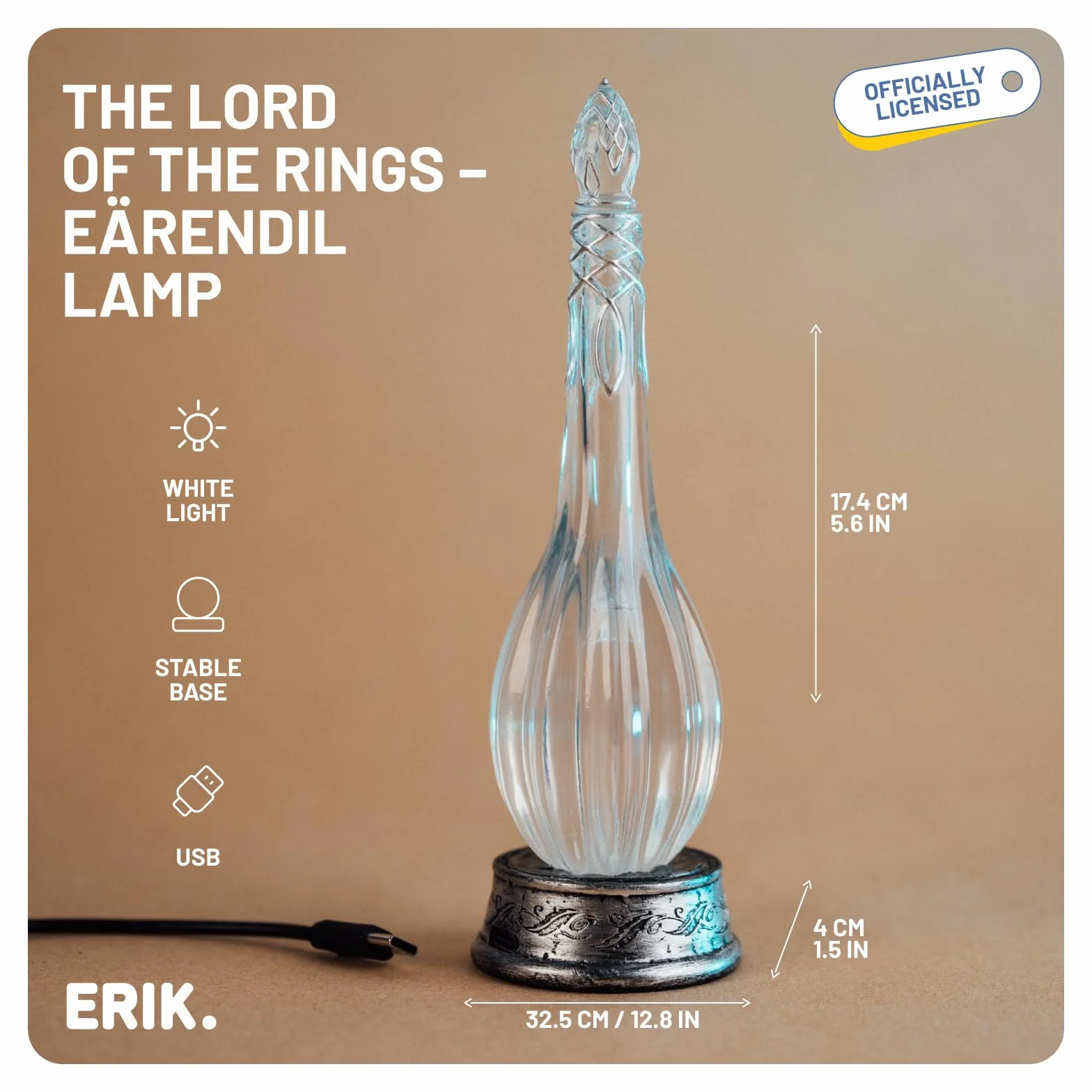 Grupo Erik Lampa Rings | Lampe | Światło Of Eärendil | Fiala Galadriel | Lampe LED | Produkty z Władcy Pierścieni