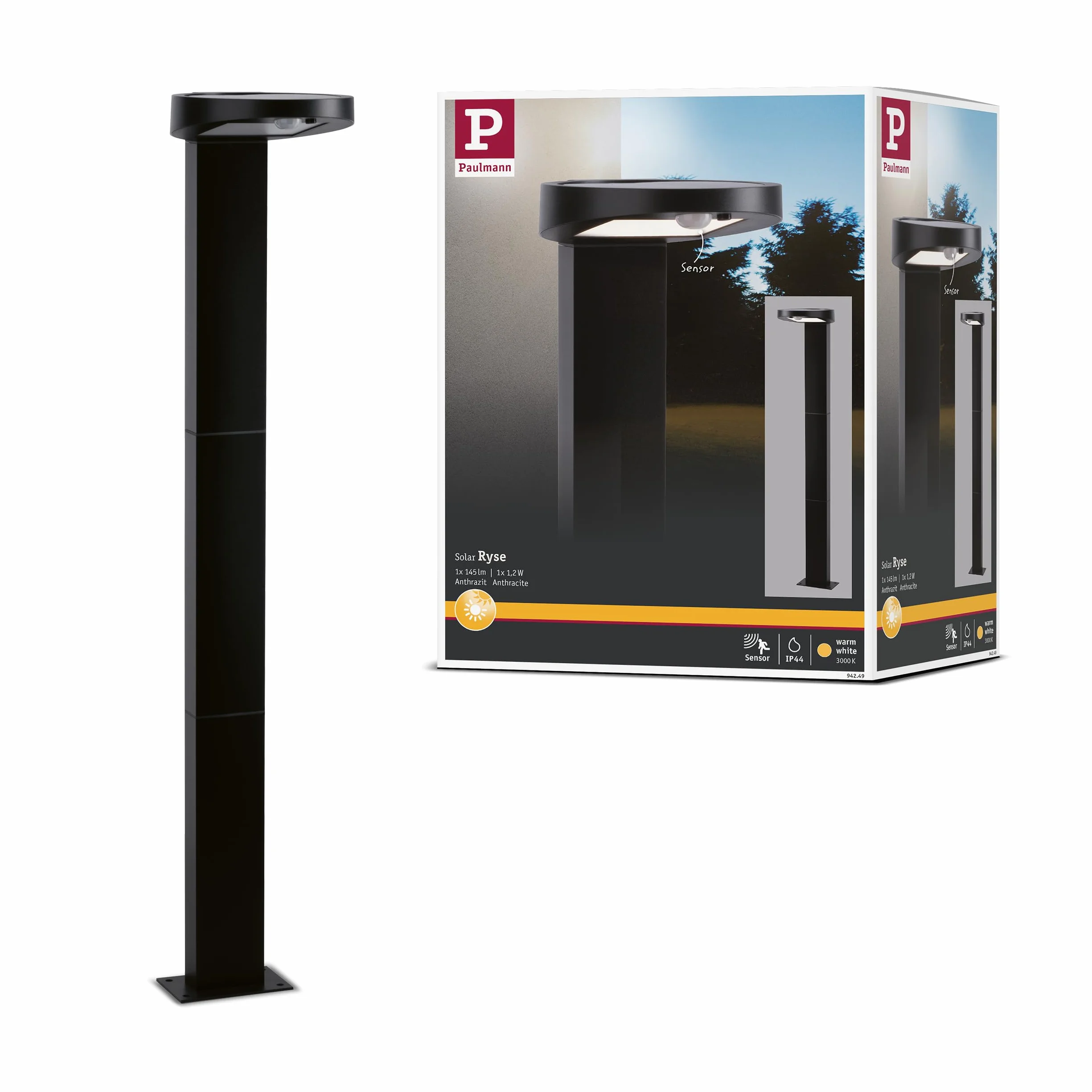 Paulmann Solar Ryse Lampa Ogrodowa Antracytowy 19,4 x 15,4 x 79,6 cm