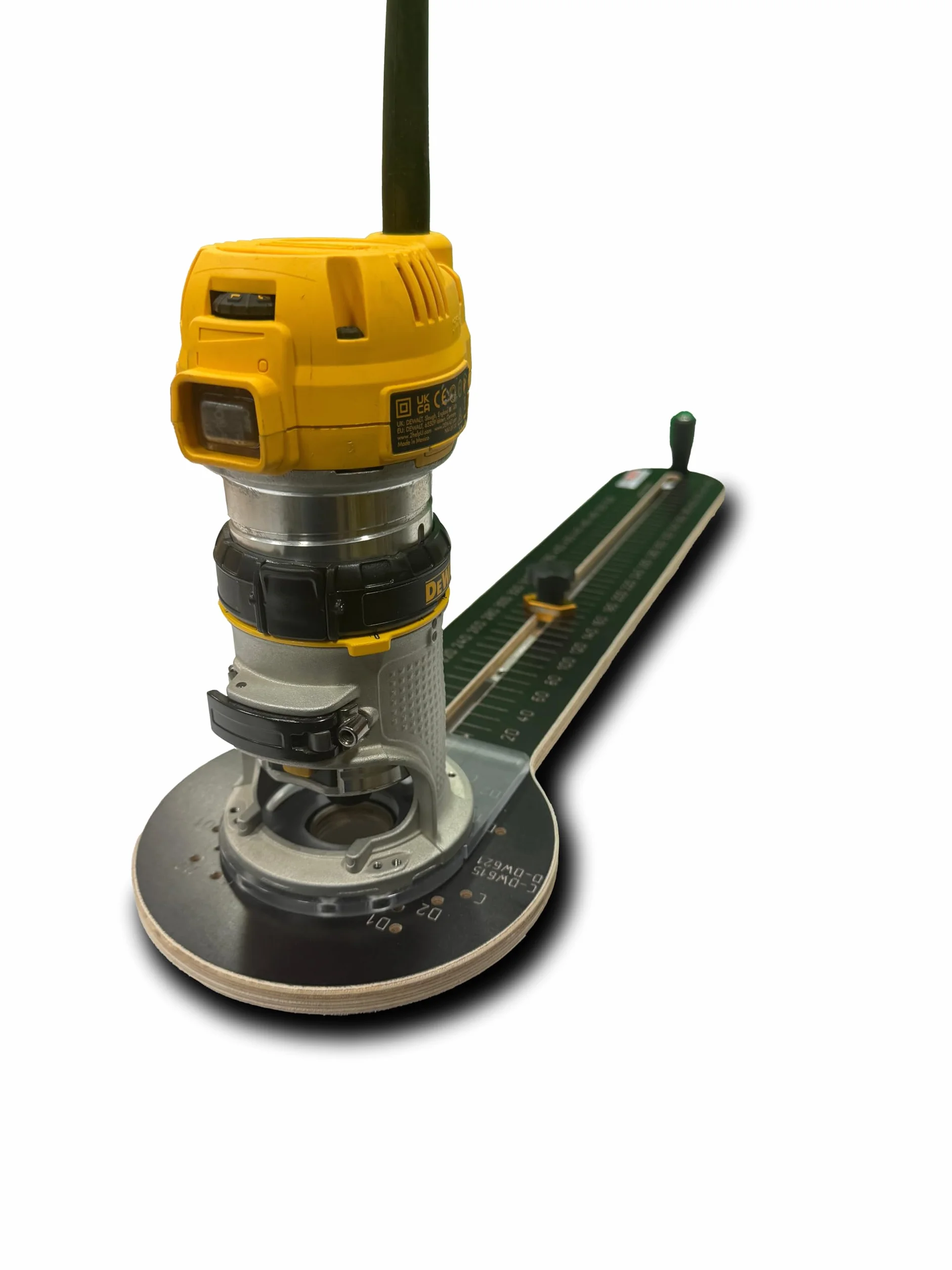 Krążek frezarski do cięcia kołowego pasujący do frezarki górnowrzecionowej DeWalt DW615 DW621 26204K 2,4 cm do 108 cm wraz ze śrubami uchwyt obrotowy szablon do frezowania