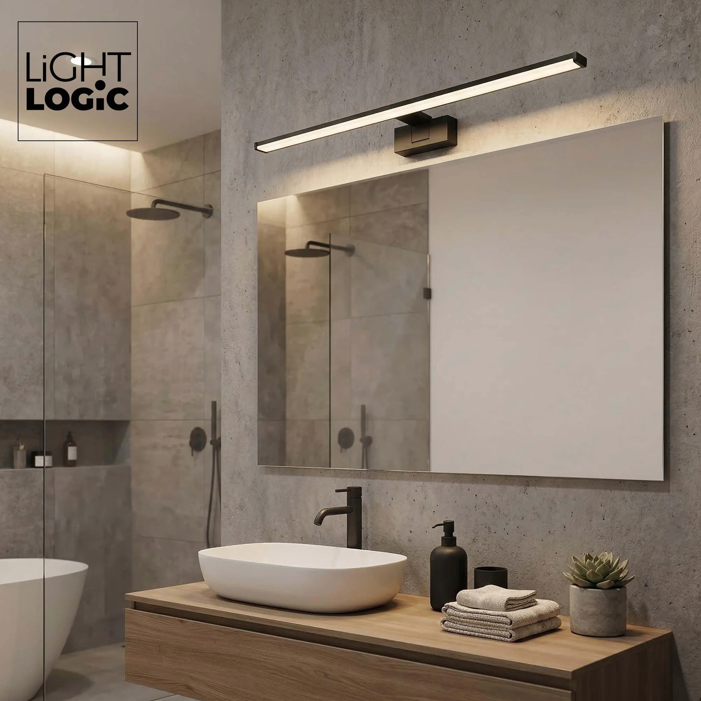 Lampa łazienkowa LL WALL LAMP 15W czarna kinkiet nad lustro 80cm IP44 LED