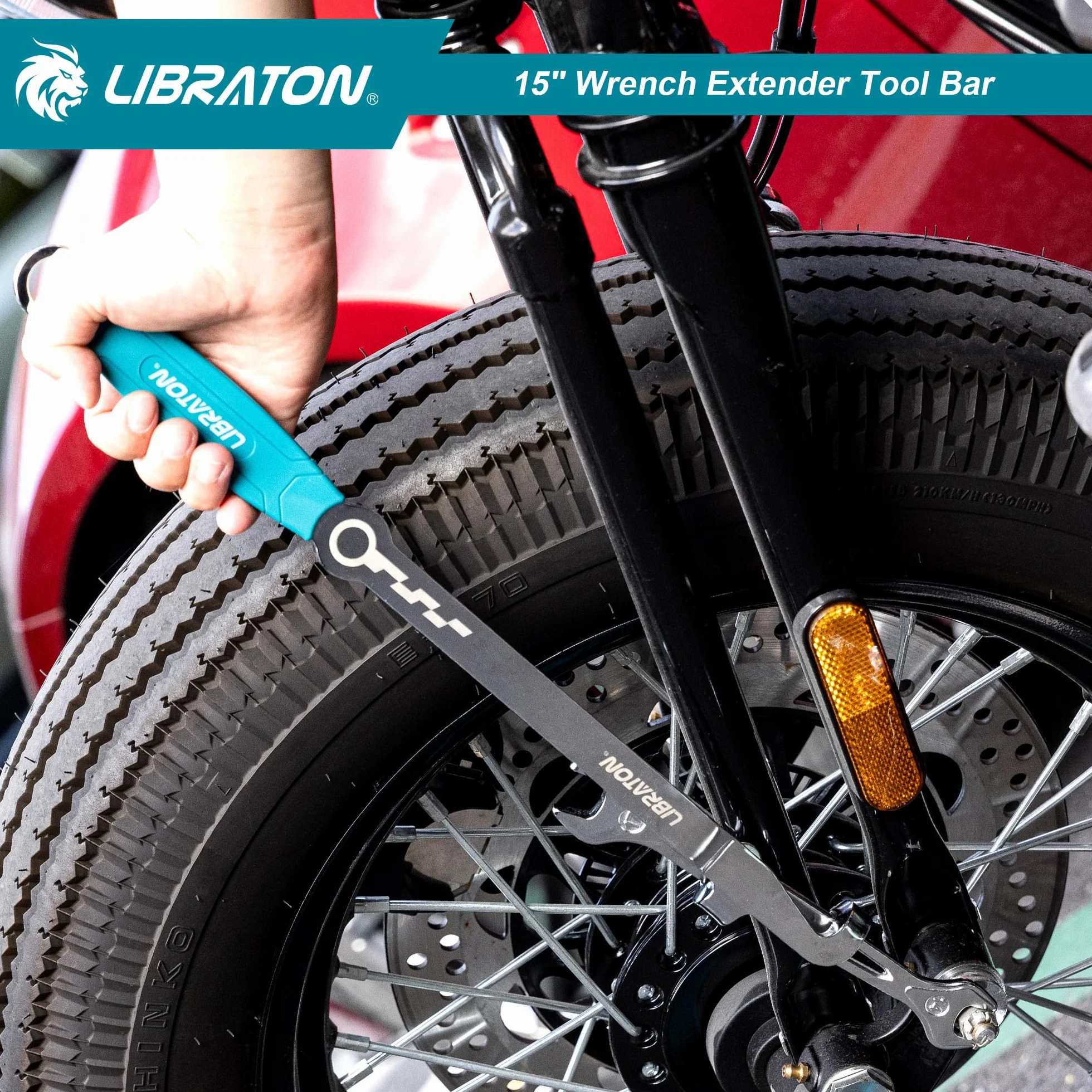 LIBRATON Przedłużacz klucza 38 cm, wytrzymały przedłużacz klucza dla maksymalnej dźwigni, adapter klucza przedłużającego do naprawy i mechanika samochodowego, narzędzie przedłużające z antypoślizgowym