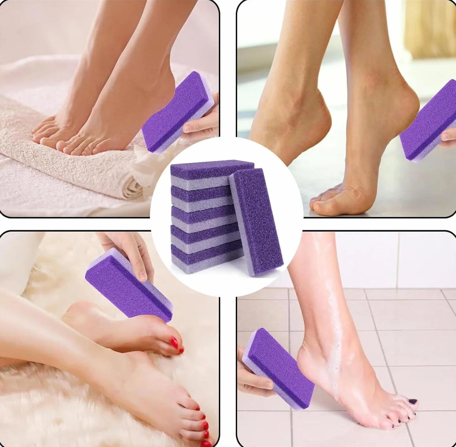 6 sztuk pumeksu do stóp, do usuwania zrogowaciałego naskórka, peeling i wygładzanie skóry, środek do usuwania odcisków stóp, kamień pumeksowy do stóp (fioletowy)