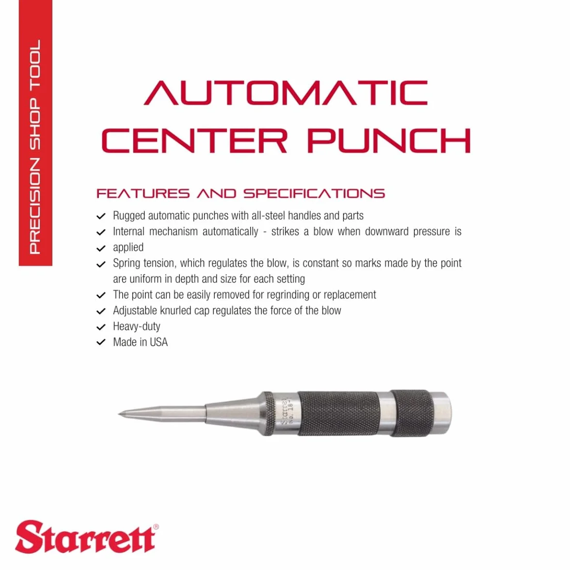 Starrett 18C automatyczny centralny Punch z regulowanym skokiem