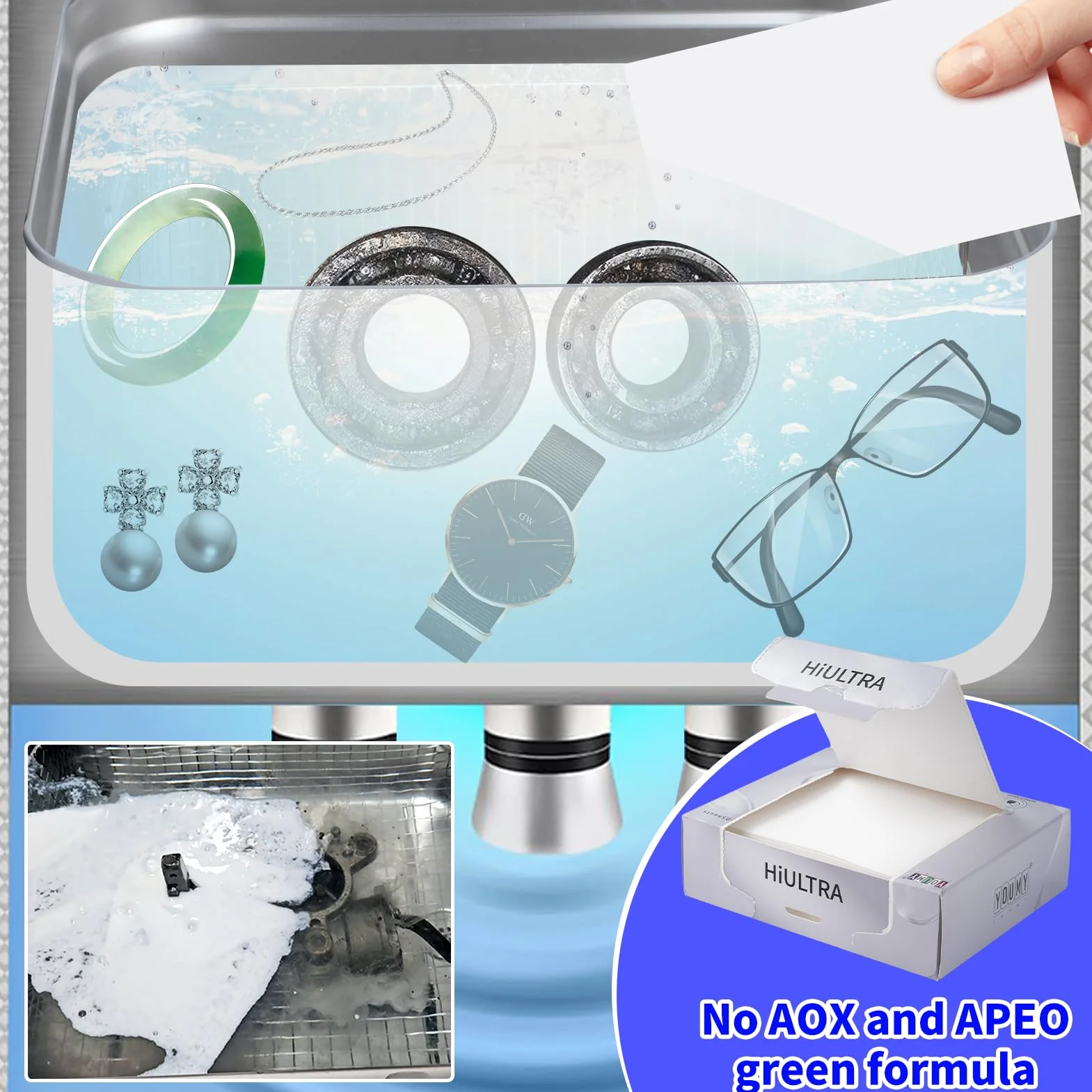Tabletki do czyszczenia, ultradźwiękowe urządzenie do czyszczenia ultradźwiękowego, wielofunkcyjne tabletki czyszczące, tabletki do sterylizacji, do usuwania rdzy i plam – 40 tabletek