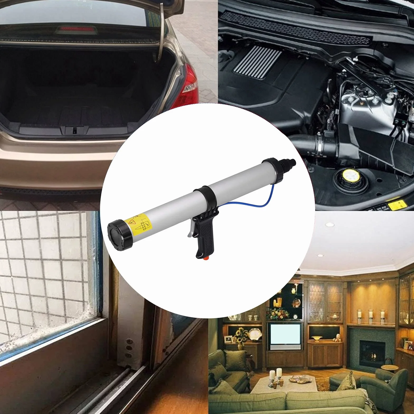 Aluminium Calking Home Pneumatyka 20 Uncji Pneumatyczny Pistolet Uszczelniający Aplikator ze Stopu Aluminium Narzędzia Przemysłowe do Statków Pojemniki 600Ml