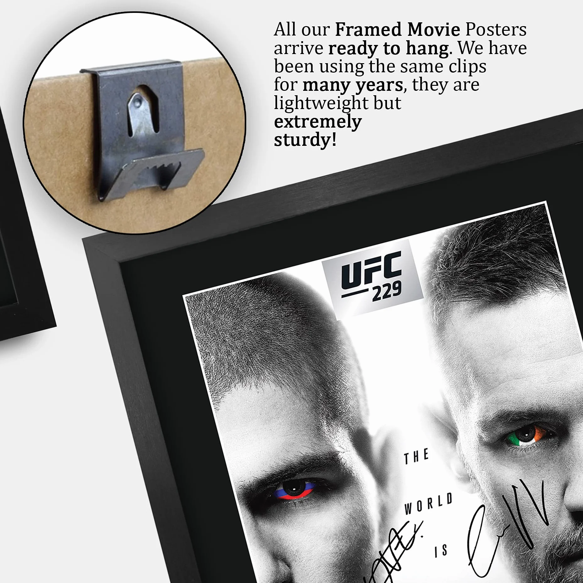 HWC Trading UFC 229 Fight Khabib Nurmagomedov vs Conor McGregor prezenty drukowane podpisany obraz z autografem dla fanów pamięci UFC - A3 oprawiony