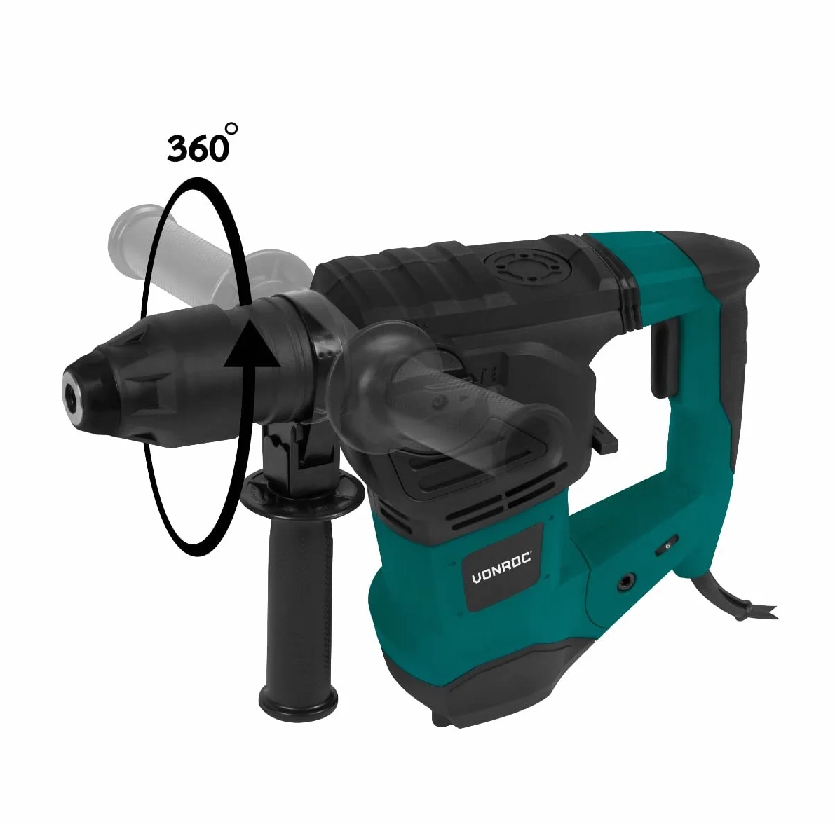 Młot Udarowo-Obrotowy VONROC 1800W 6J – 4 Funkcje (Wiercenie, Wiercenie z Udarem, Dłutowanie, Regulacja Dłuta), Akcesoria SDS-plus, Prędkość 820 RPM