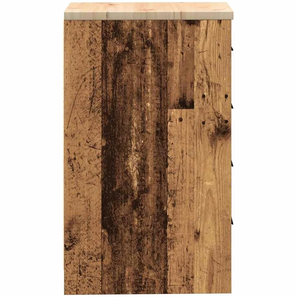 Szafka do przechowywania garażowa o wyglądzie starego drewna sosnowego z 4 szufladami 40 x 51 x 85 cm, do warsztatu, garażu i biura, do bezpiecznego przechowywania i porządnego przechowywania