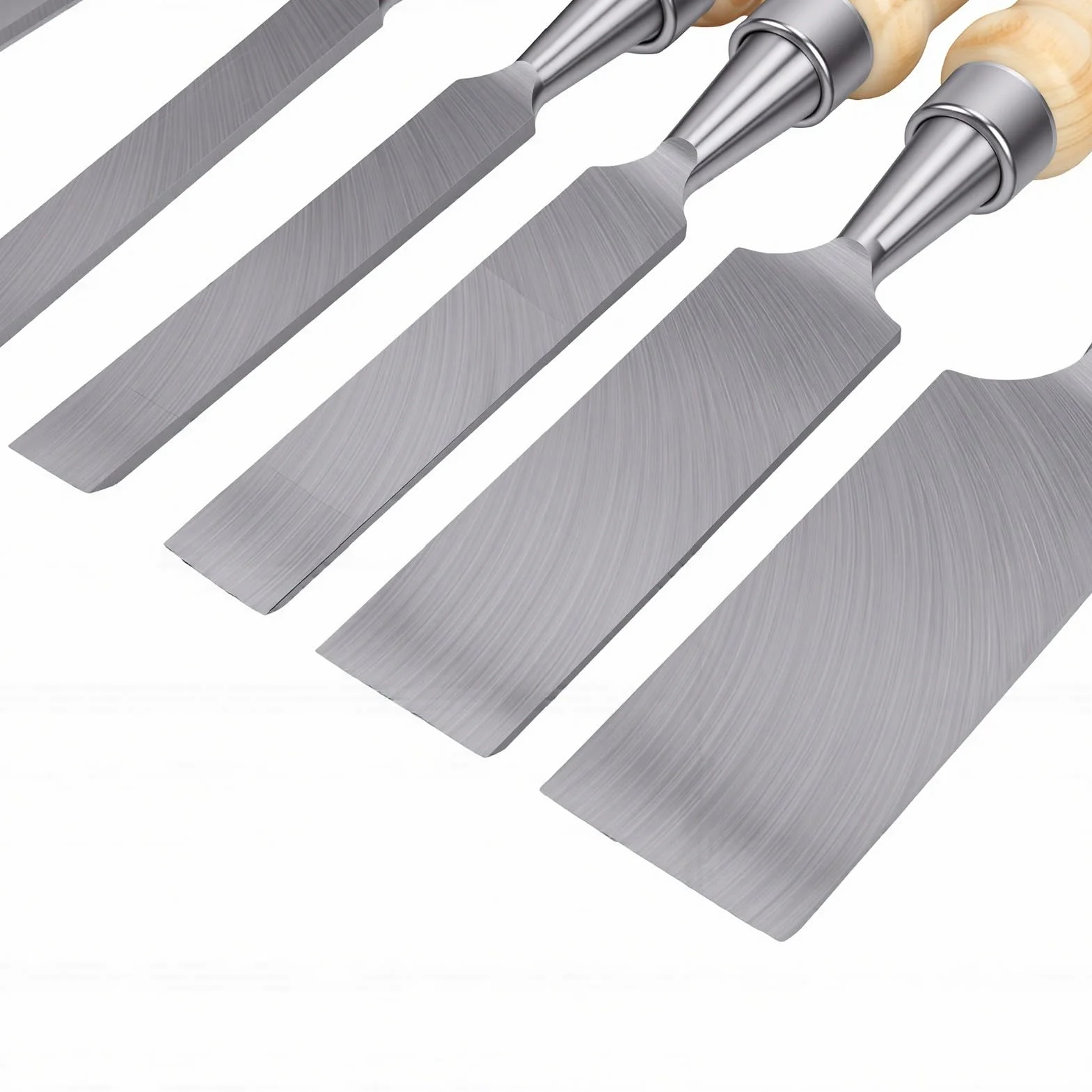 banapoy Zestaw Dłut do Drewna, 6 szt. 8-38 Mm 60CRV Stalowe Krawędzie Skośne Narzędzia do Rzeźbienia w Drewnie, Dłuta Drewna z Ergonomicznym Uchwytem i torbą Przechowywania Naprawy Mebli i Projektów