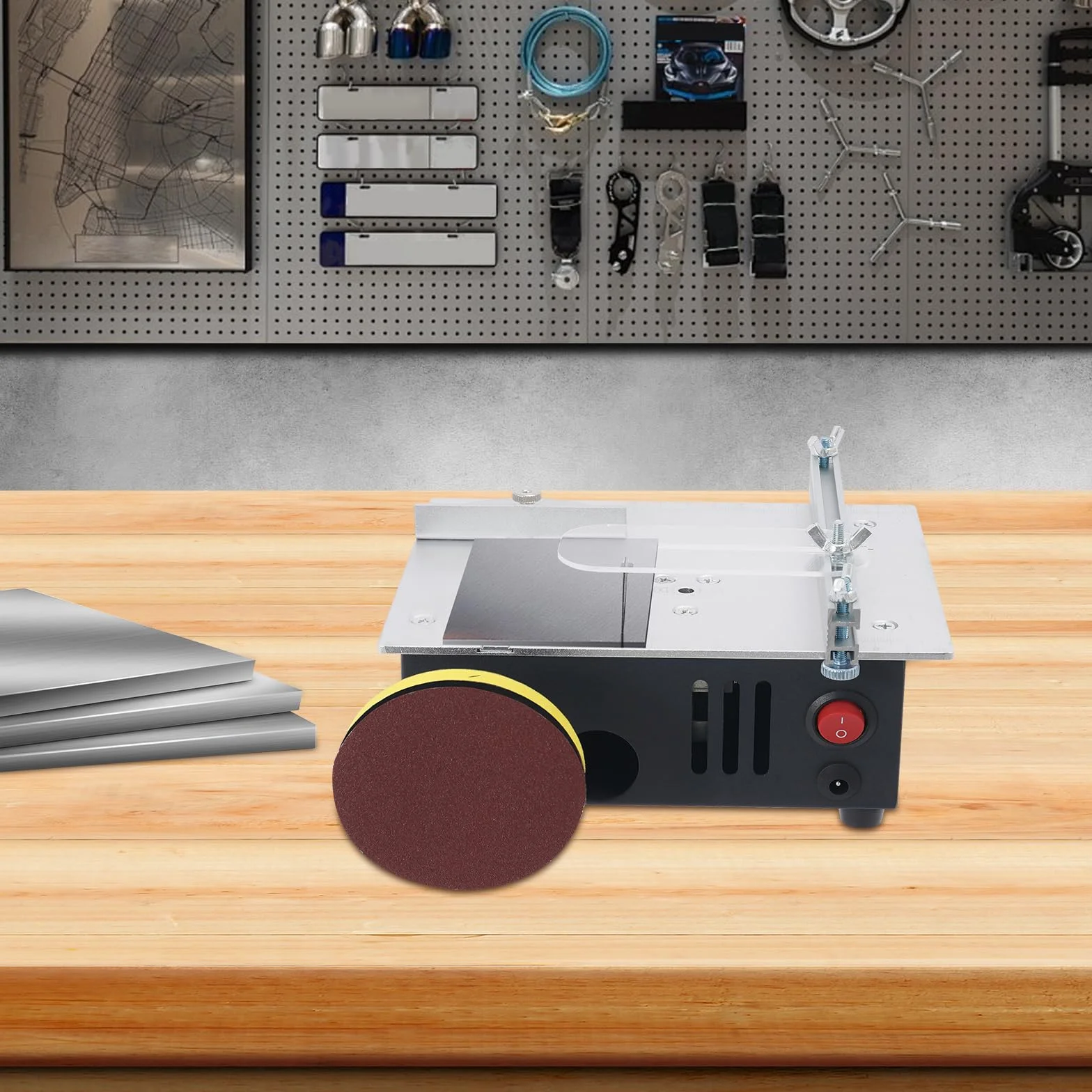 Mała stołowa pilarka tarczowa, mini pilarka stołowa, precyzyjna piła tarczowa, model stołowy 150 W z silnikiem miedzianym – 12-24 V regulowana do drewna, akrylu i metalu – idealna do PCB