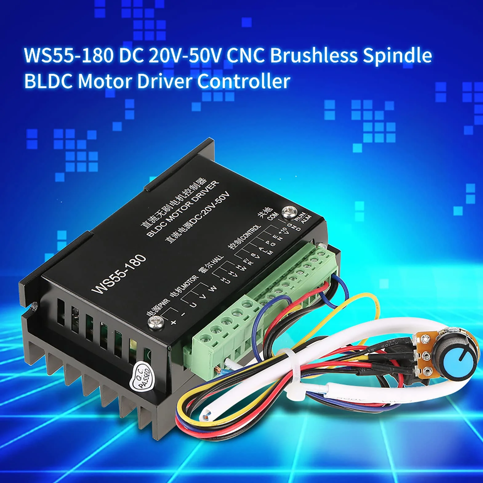 Sterownik sterownika silnika BLDC Wysokowydajne wrzeciono bezszczotkowe CNC 20 V 50 V WS55 180 do elektronarzędzi i małego sprzętu z zabezpieczeniem nadprądowym