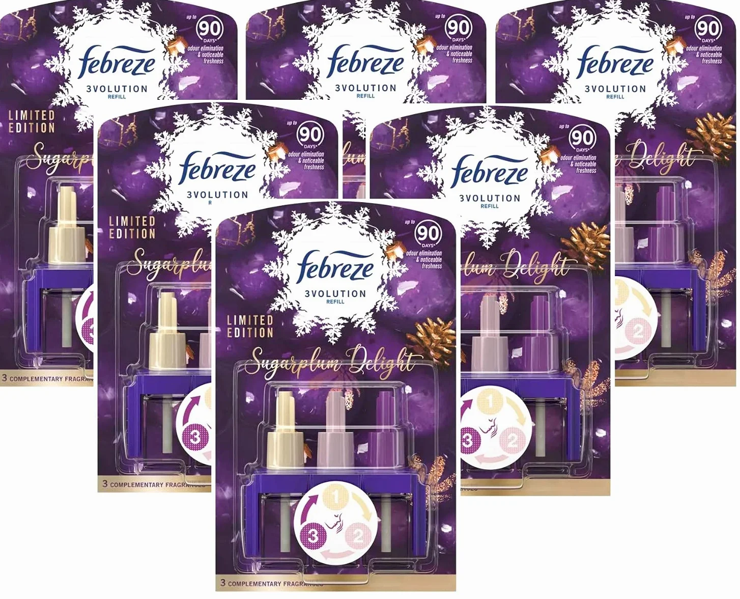 6 x 20 ml Ambi Pur 3 Volution wtyczka do napełniania - SugarPlum Delight