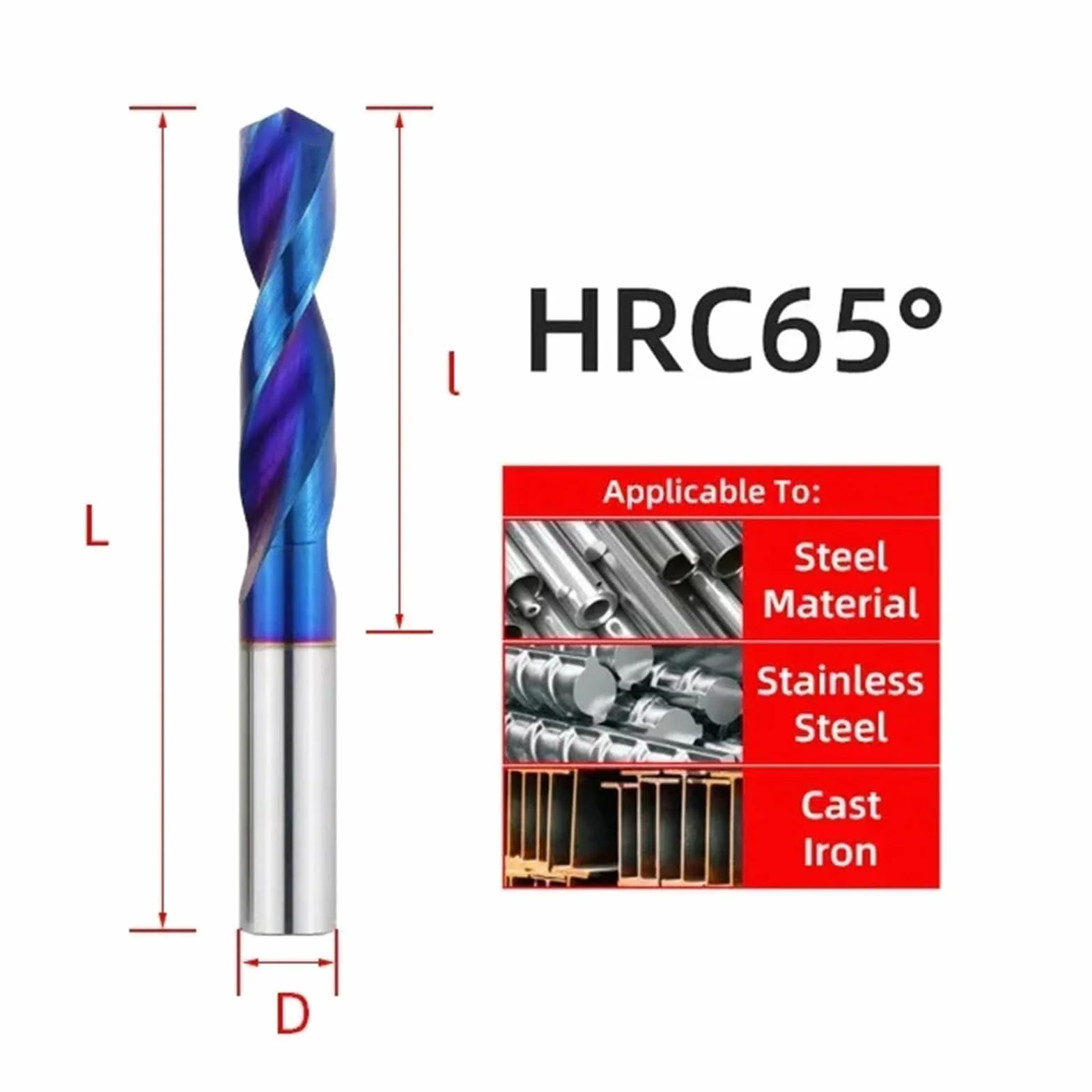 Wiertła z węglika wolframu HRC65° do bardzo twardego metalu, tokarki CNC i wiercenia w stali, zestaw narzędzi precyzyjnych 0,5-20,0 mm(7.5mm)