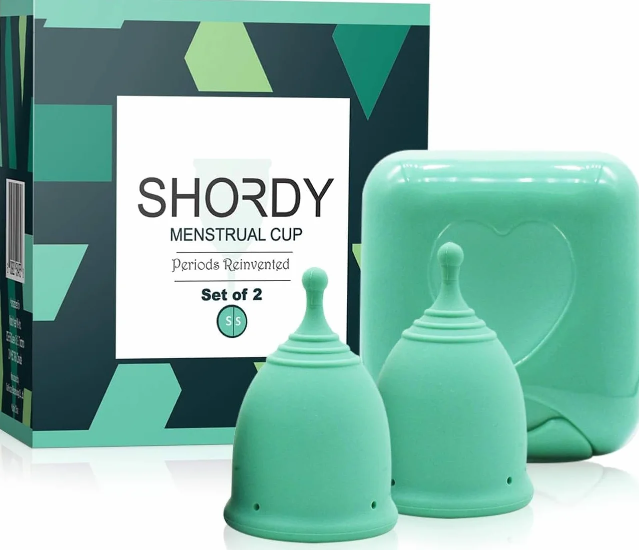 SHORDY Kubki menstruacyjne, zestaw 2 szt. z mini pudełkiem, kubek z epoki wykonany z silikonu medycznego, higiena kobieca i bezpieczna, lepsza alternatywa dla podkładek, higienicznych i tamponów - małe