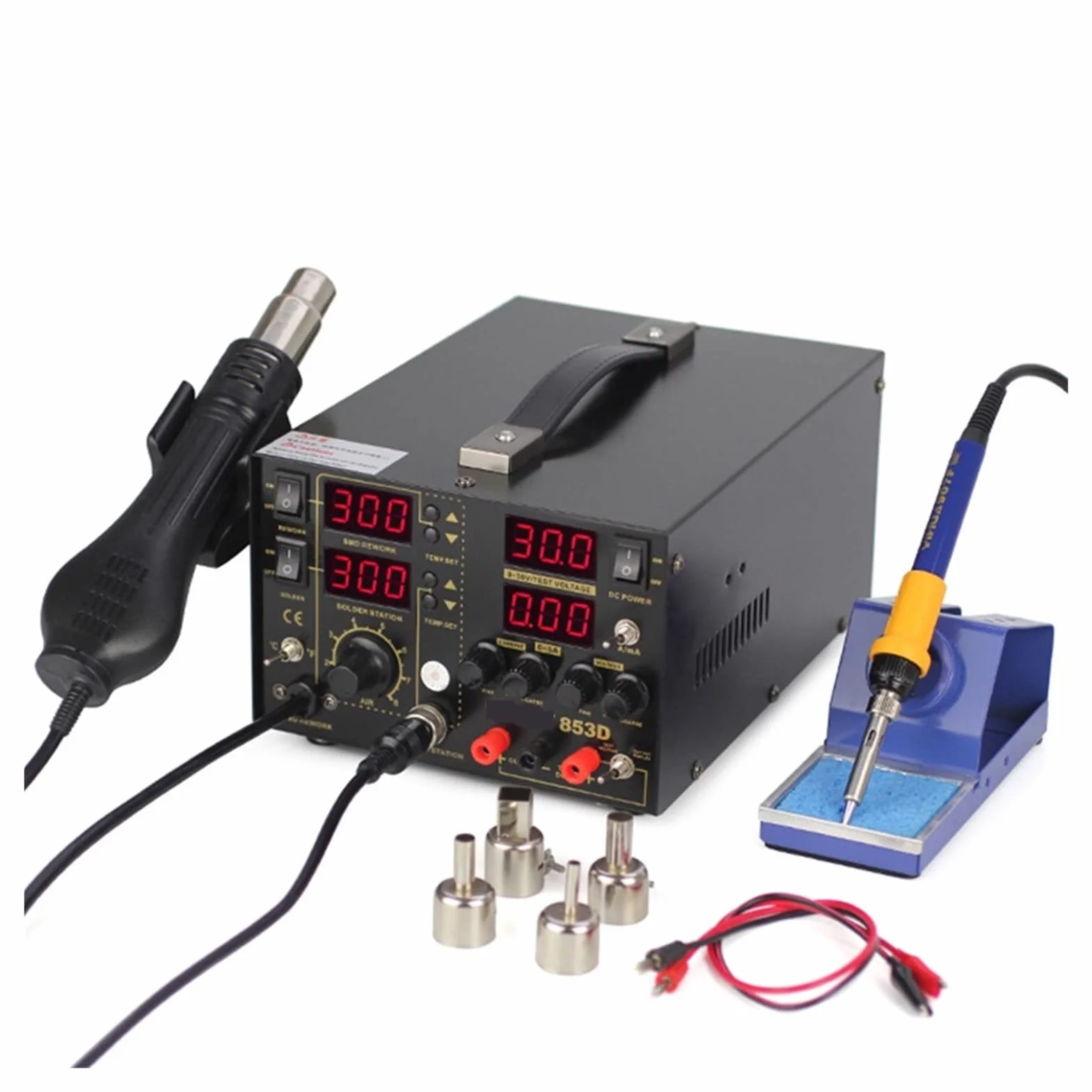 Stacja lutownicza, 853D Desoldering Gorące stacja spawalnicza na gorącym powietrzu z zasilaniem 30 V 5A