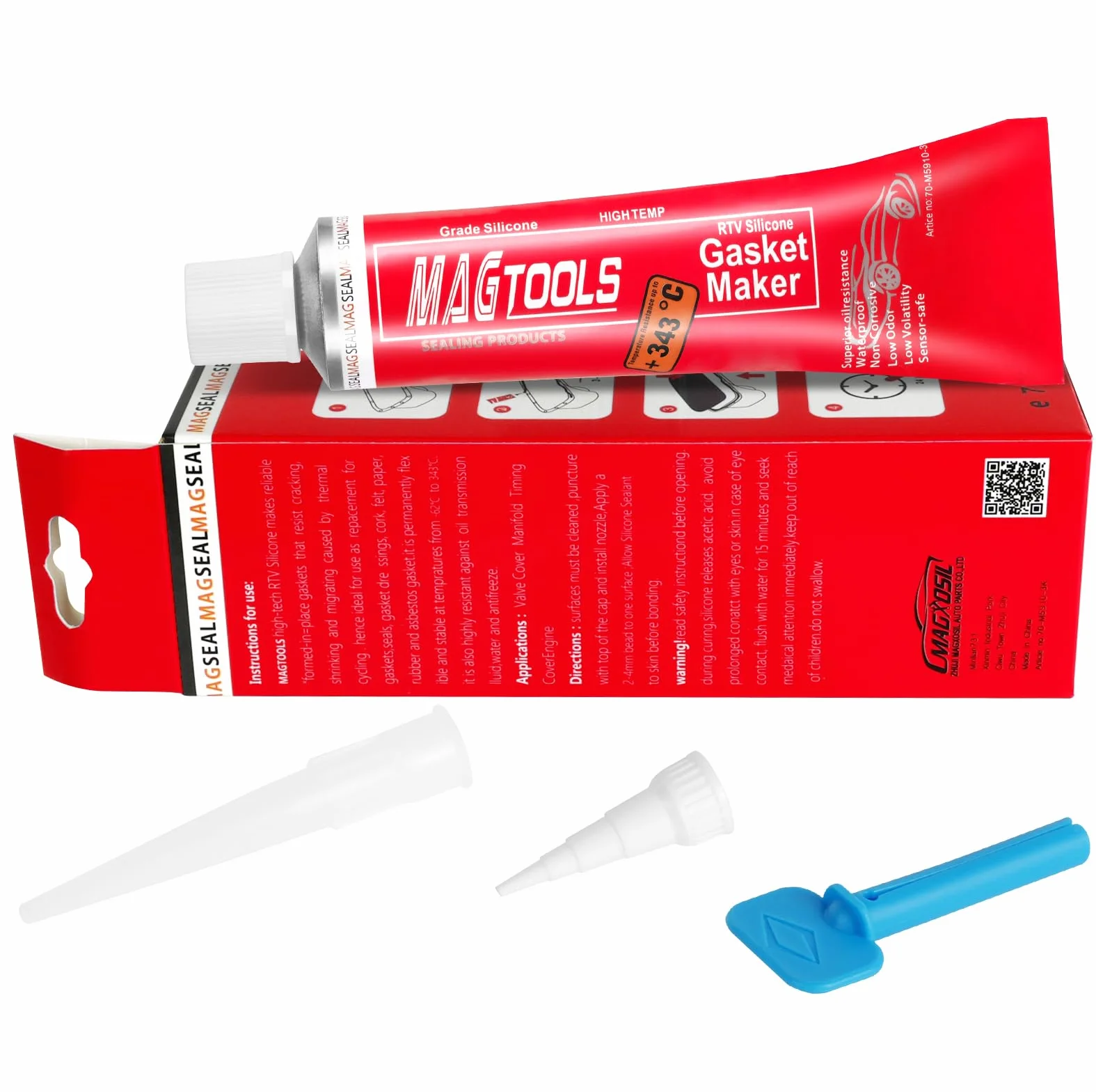 flintronic Masa uszczelniająca silnika, 70 ml, czerwona, odporna na olej, wysokotemperaturowa silikonowa masa uszczelniająca, uszczelka głowicy cylindra, uszczelniacz do miski olejowej, silikon