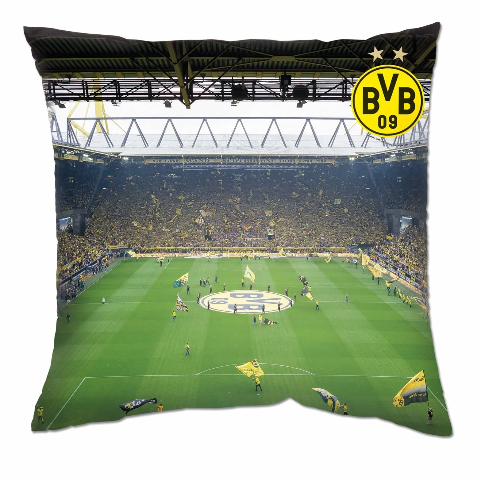 Borussia Dortmund, BVB poduszka Południowa trybuna, wielokolorowa, 40 x 40 cm, 1 sztuka (1 opakowanie)