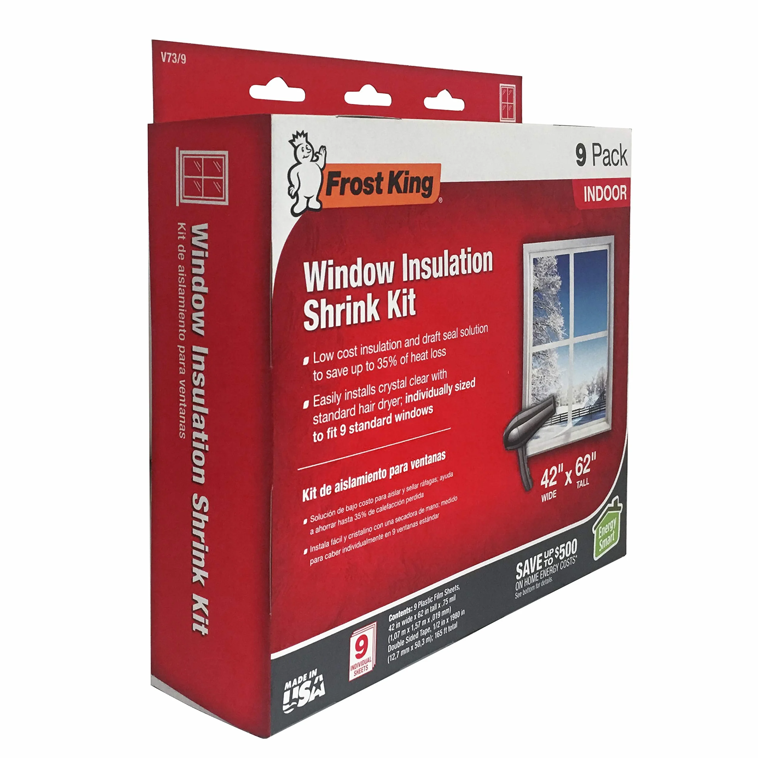 Frost King Clear V73/9H zestaw okien termokurczliwych 102 cm 152 cm 9-pak