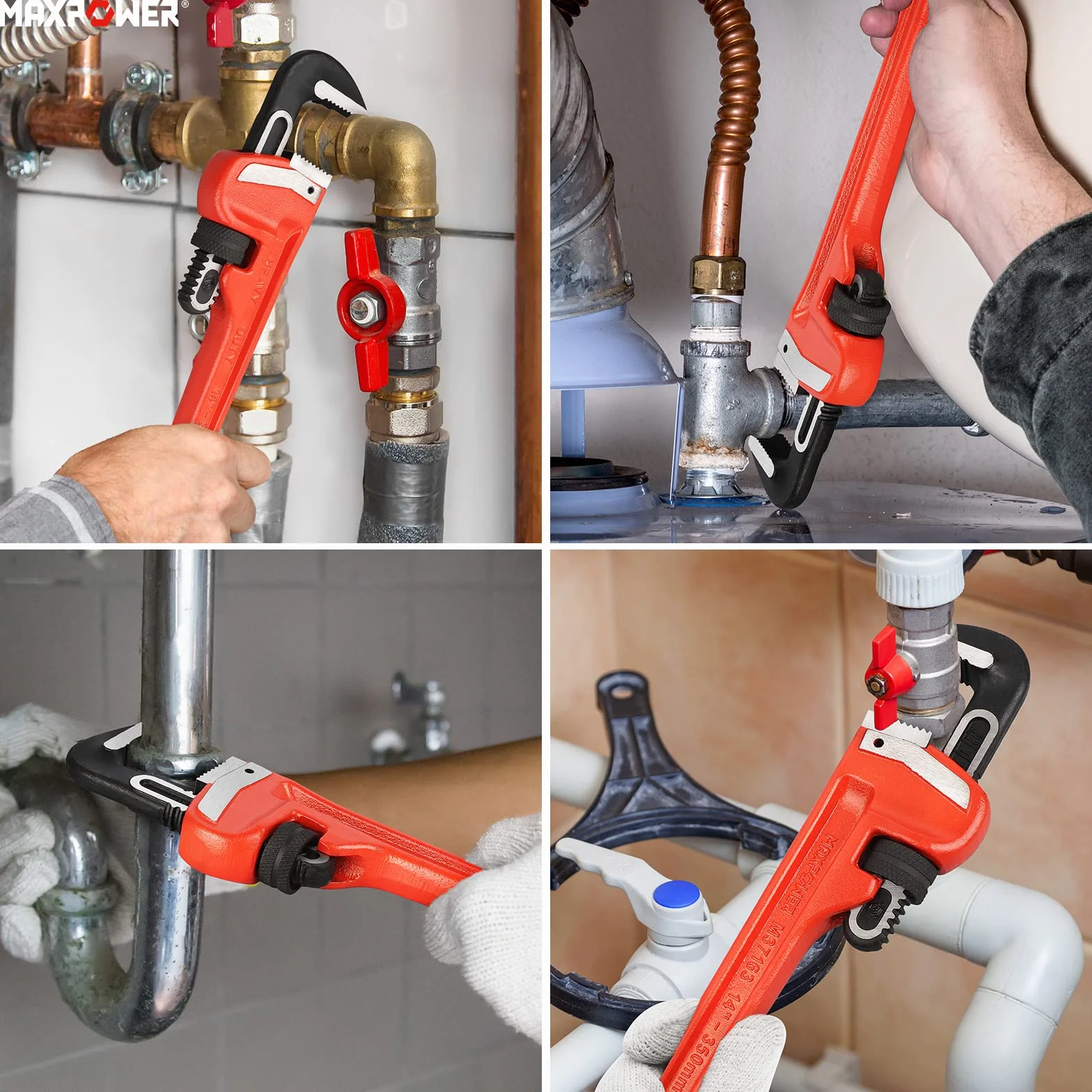 MAXPOWER Zestaw 2 szczypiec do rur 250 mm/350 mm, profesjonalne szczypce do pomp wodnych, narzędzia do naprawy rur