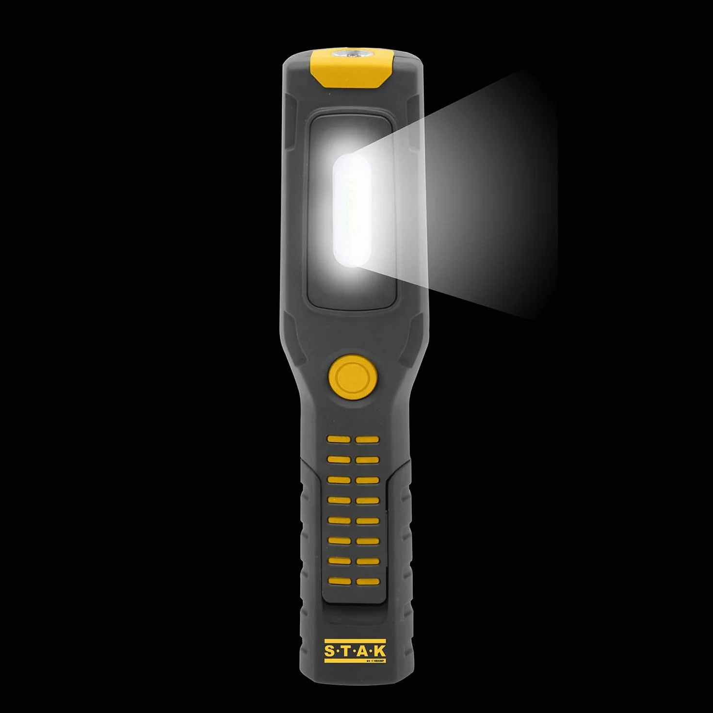 Stak Lampa robocza z latarką LED COB 3 + 1 W, do ponownego ładowania, akumulator litowy 2200 mAh, haczyk i magnesy, ruchoma, czarna
