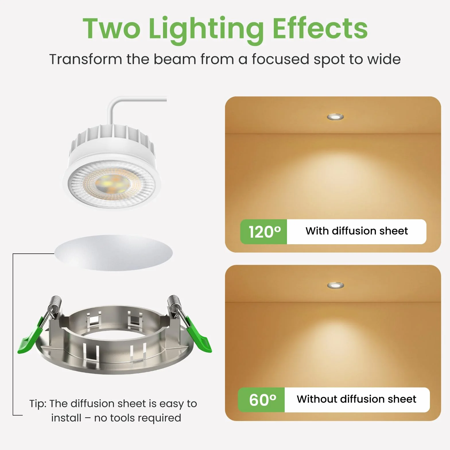 ALUSSO LIGHTING Reflektor LED Nikiel 6 W 230 V, otwór Φ68-75 mm, możliwość ściemniania 3CCT, ciepła, naturalnego, zimnego, białego, 540 lm, wpuszczana lampa sufitowa IP44, wodoodporna lampa sufitowa