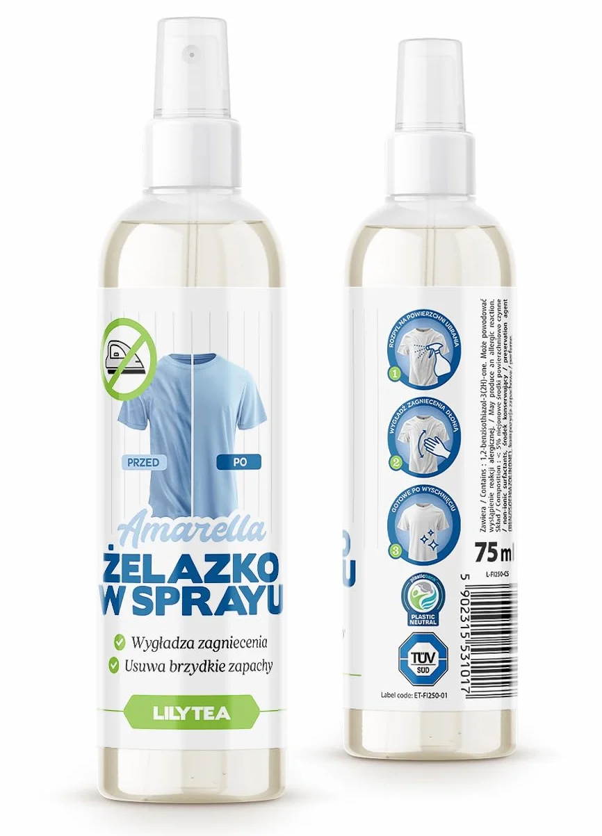 AMARELLA żelazko w sprayu zapach Crease Releaser Lilytea 75 ml w podróży