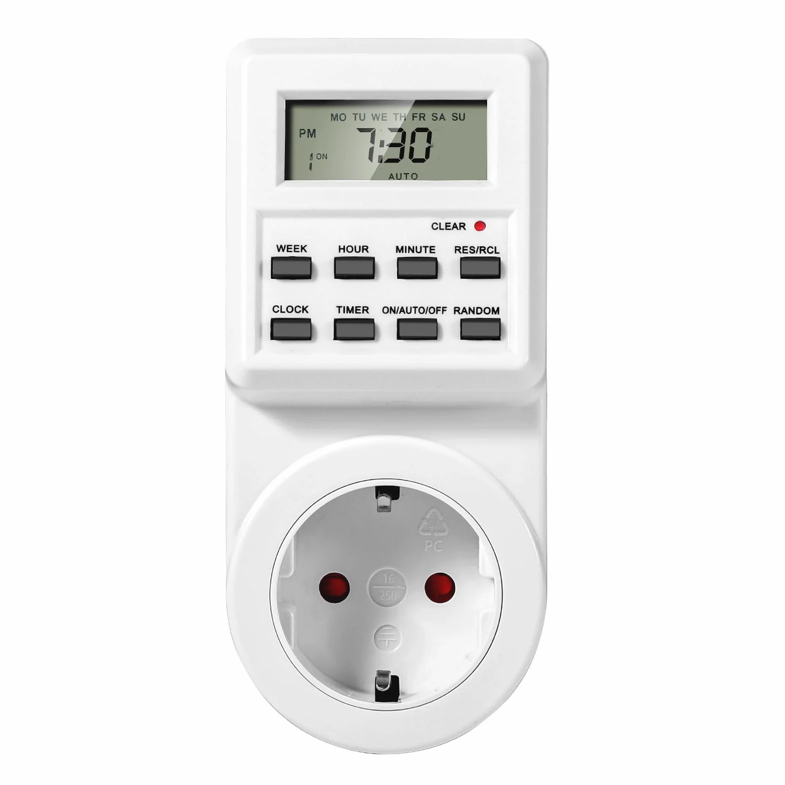 Vinabo Cyfrowe i elektryczne gniazdo programowalne, programowalne cykliczne gniazdo timera, gniazdo czasowe, programowalne gniazdo timera z wyświetlaczem LCD, oszczędność energii elektrycznej