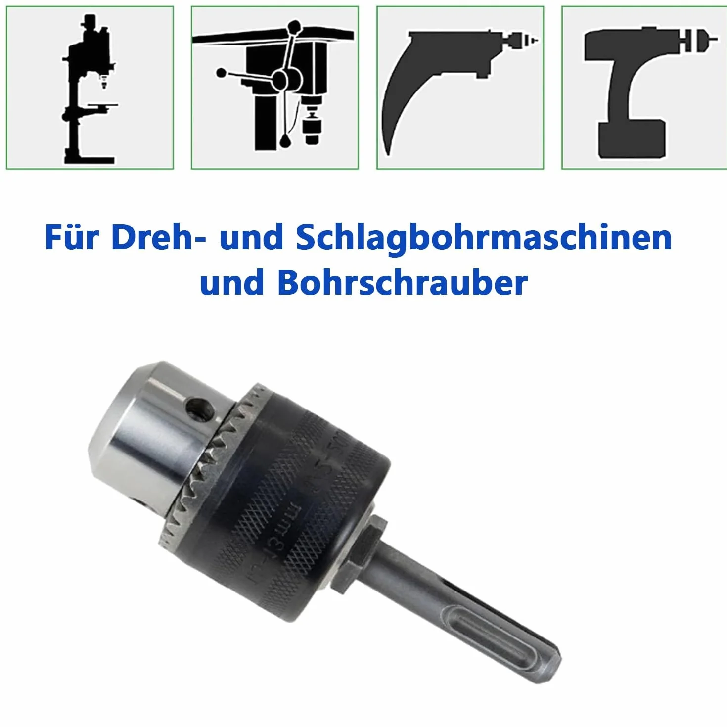ANBOO Uchwyt Wiertarski do Wieńca Zębatego, Adapter SDS-plus, 2-13 mm, 1/2-20UNF, Koło Zębate, Uchwyt Zębaty, Wiercenie
