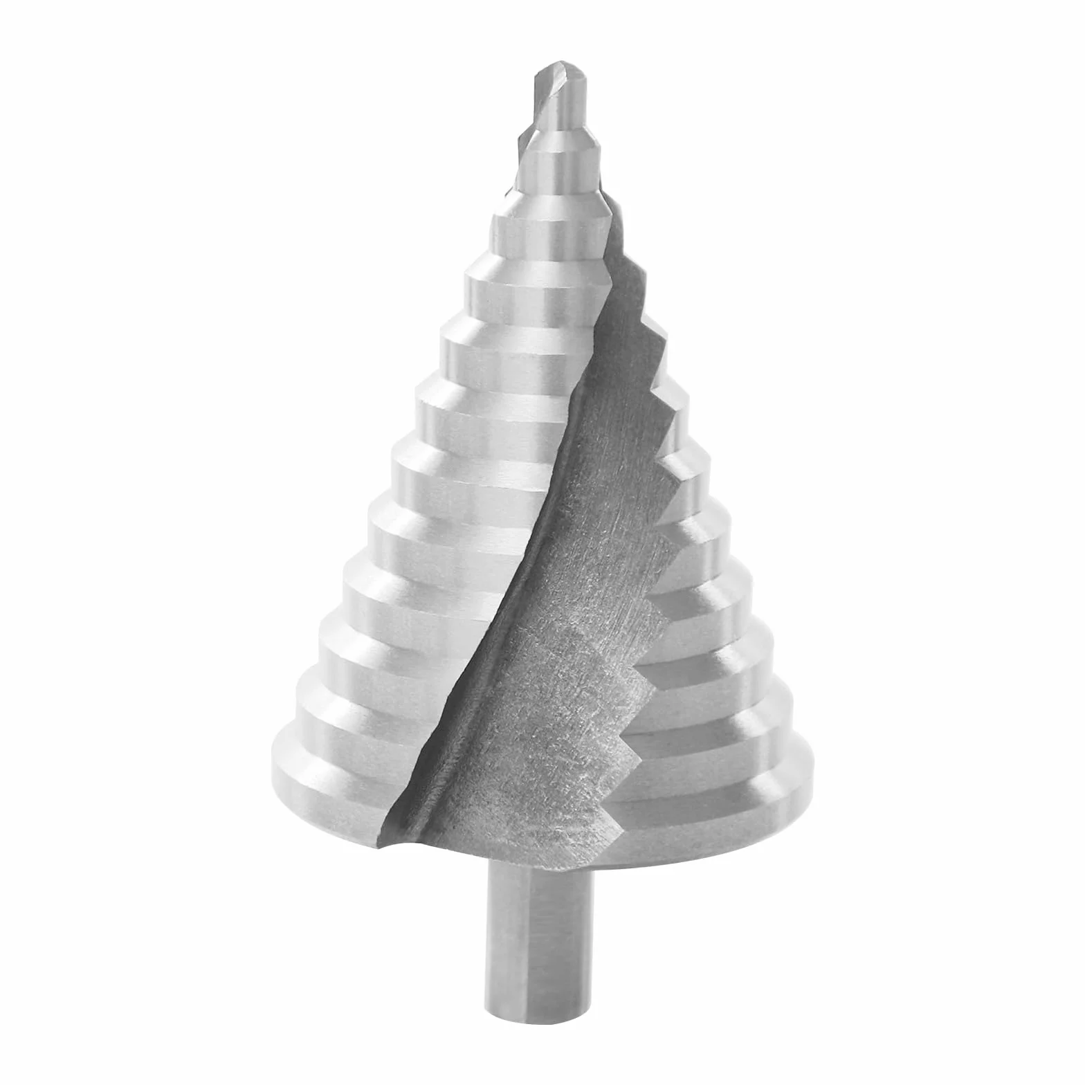 WooDerson Wiertło spiralne rowkowane 6-60 mm srebrne wiertło stopniowe wiertło krokowe wiertło stożkowe wiertło stożkowe, do płyt drewnianych PCW, desek z tworzywa sztucznego