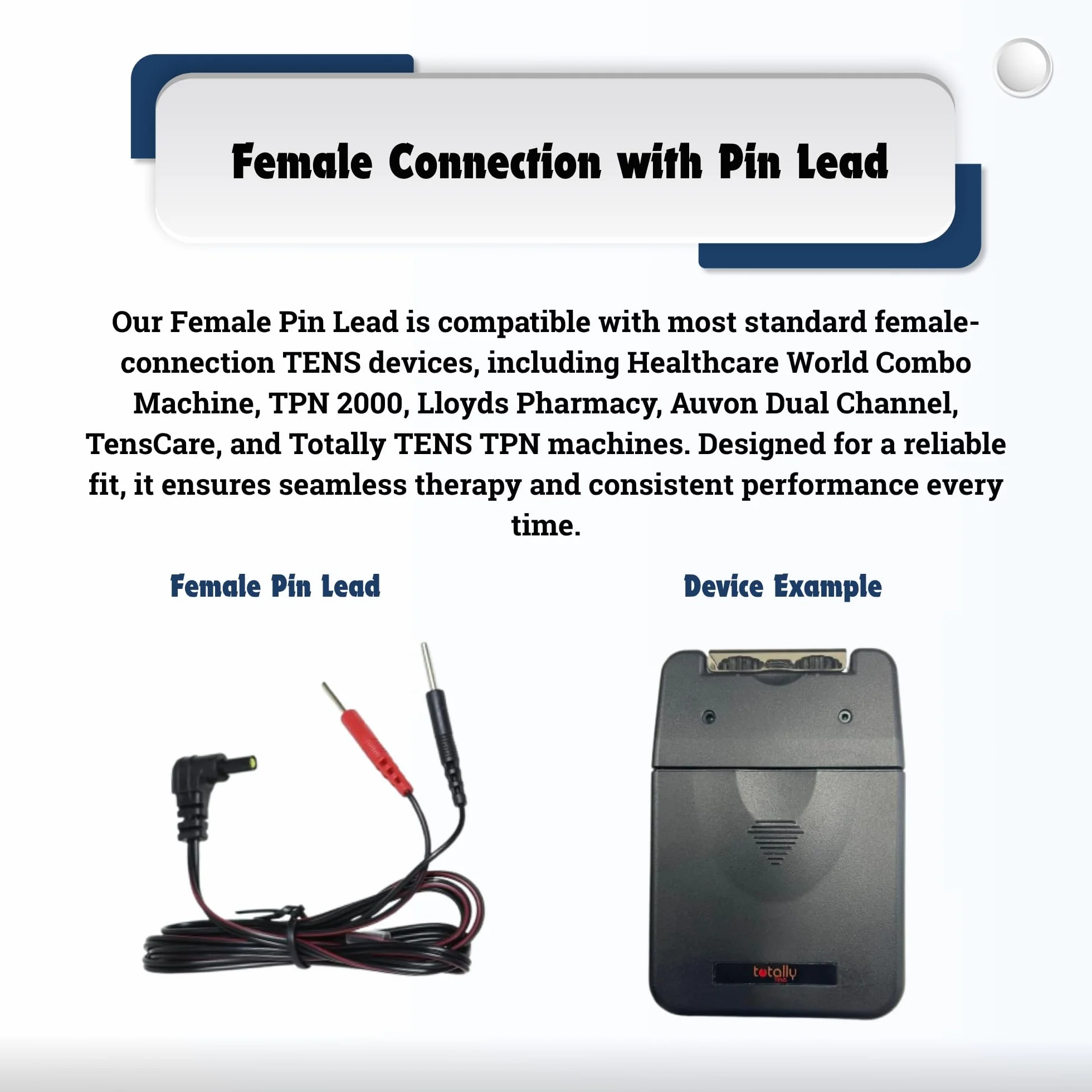 Healthcare World Przewody TENS 2,35 mm (2 szt.) – Kable żeńskie z pinem 2 mm, zamienne przewody do elektrod TENS do stymulacji mięśni, elektroterapii, łagodzenia bólu & rehabilitacji – długość 150 cm.