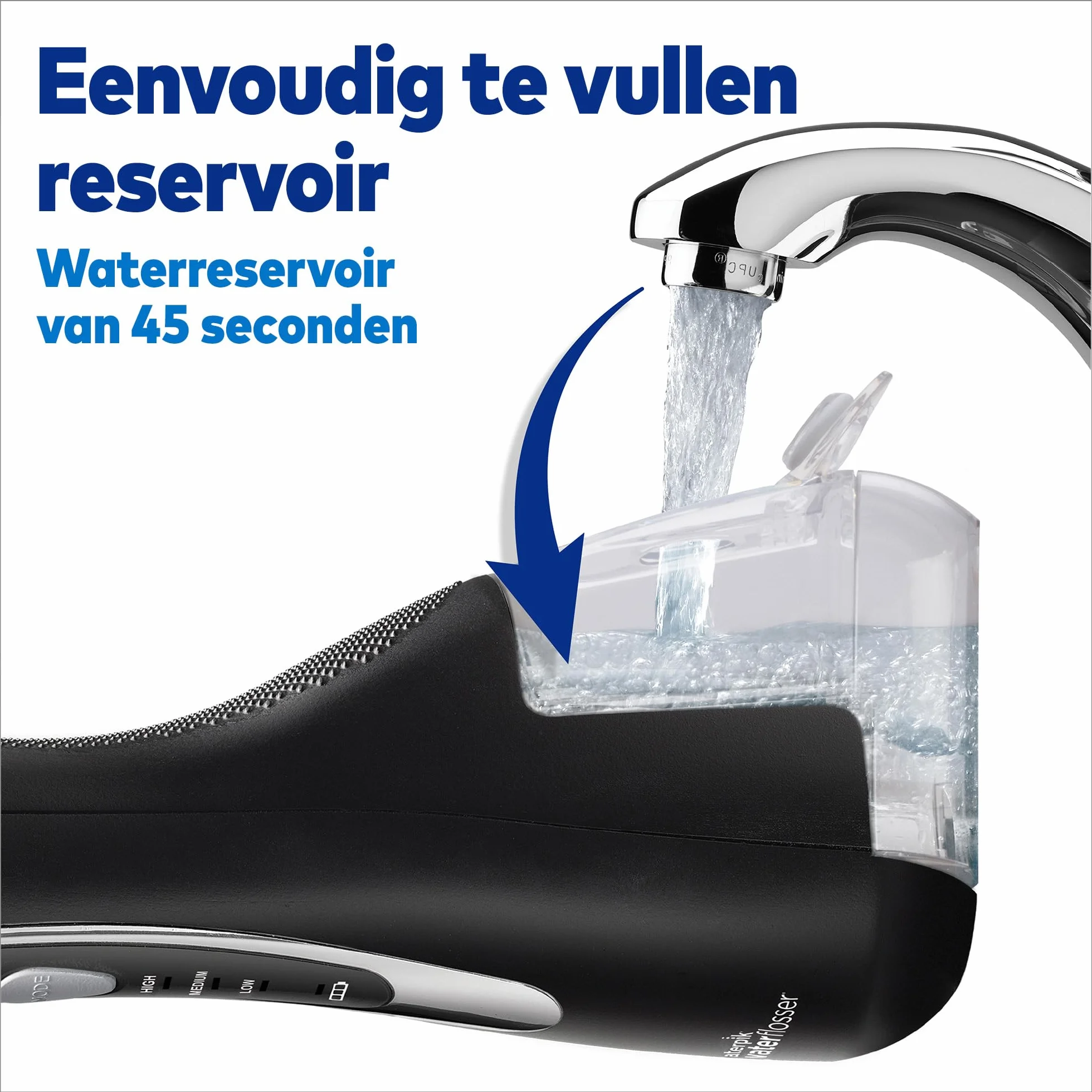 Waterpik Irygator Bezprzewodowy Cordless Advanced, 3 Ustawienia Ciśnienia, Usuwanie Płytki Nazębnej, Idealny w Podróż i do Małej Łazienki, Zasilanie Akumulatorowe USB, Kolor Czarny (WP-582EU)