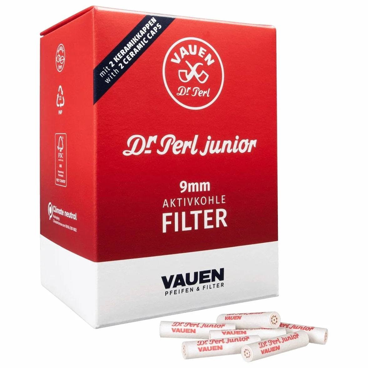 Vauen Vereinigte Pfeifenfabriken Nürnberg GmbH Dr. Perl filtr z węglem aktywnym, czerwony, M