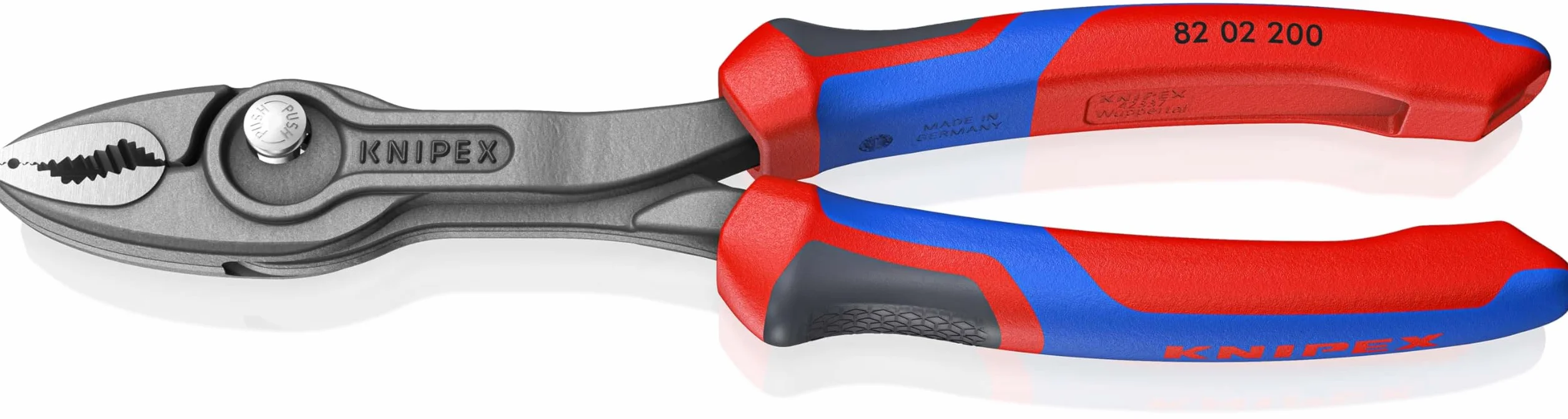 KNIPEX TwinGrip szczypce z funkcją chwytu od czoła i z boku w opakowaniu z zawieszką fosforanowana, szara z rękojeściami Comfort 200 mm, 82 02 200 SB