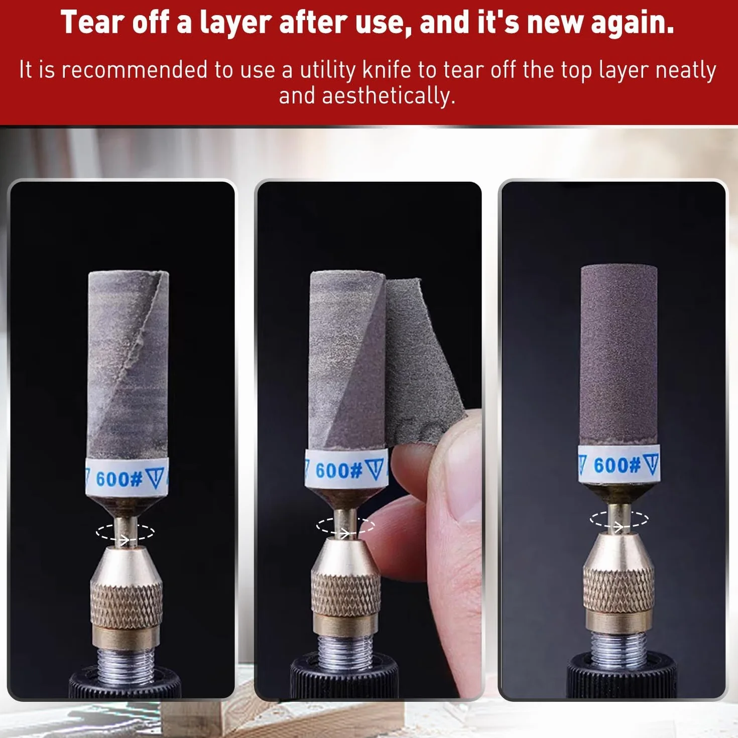 25 Sztuk Tulejek Szlifierskich do Dremel Narzędzi Obrotowych,Bębny Szlifierskie Trzonem O Średnicy 3mm, Ziarnistość 180/240/600/1000/1500/2000 do Szlifowania i Polerowania, Usuwanie Rdzy z Metalu