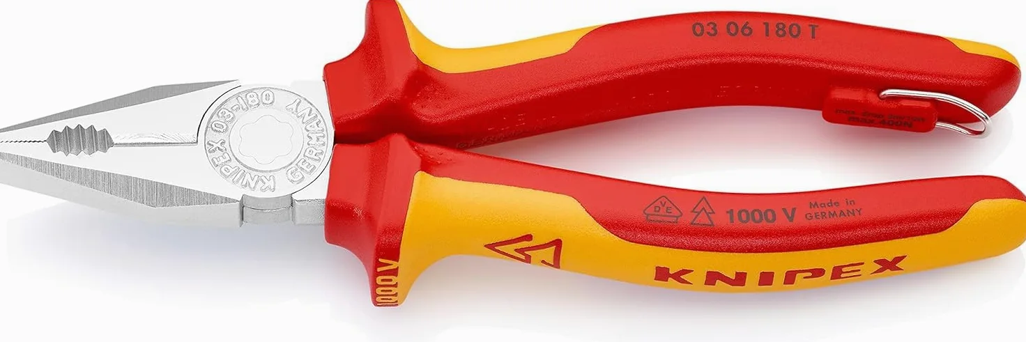 KNIPEX Szczypce uniwersalne chromowany z wielokomponentowymi nasadkami izolowanymi wg VDE 180 mm, 03 06 180 T