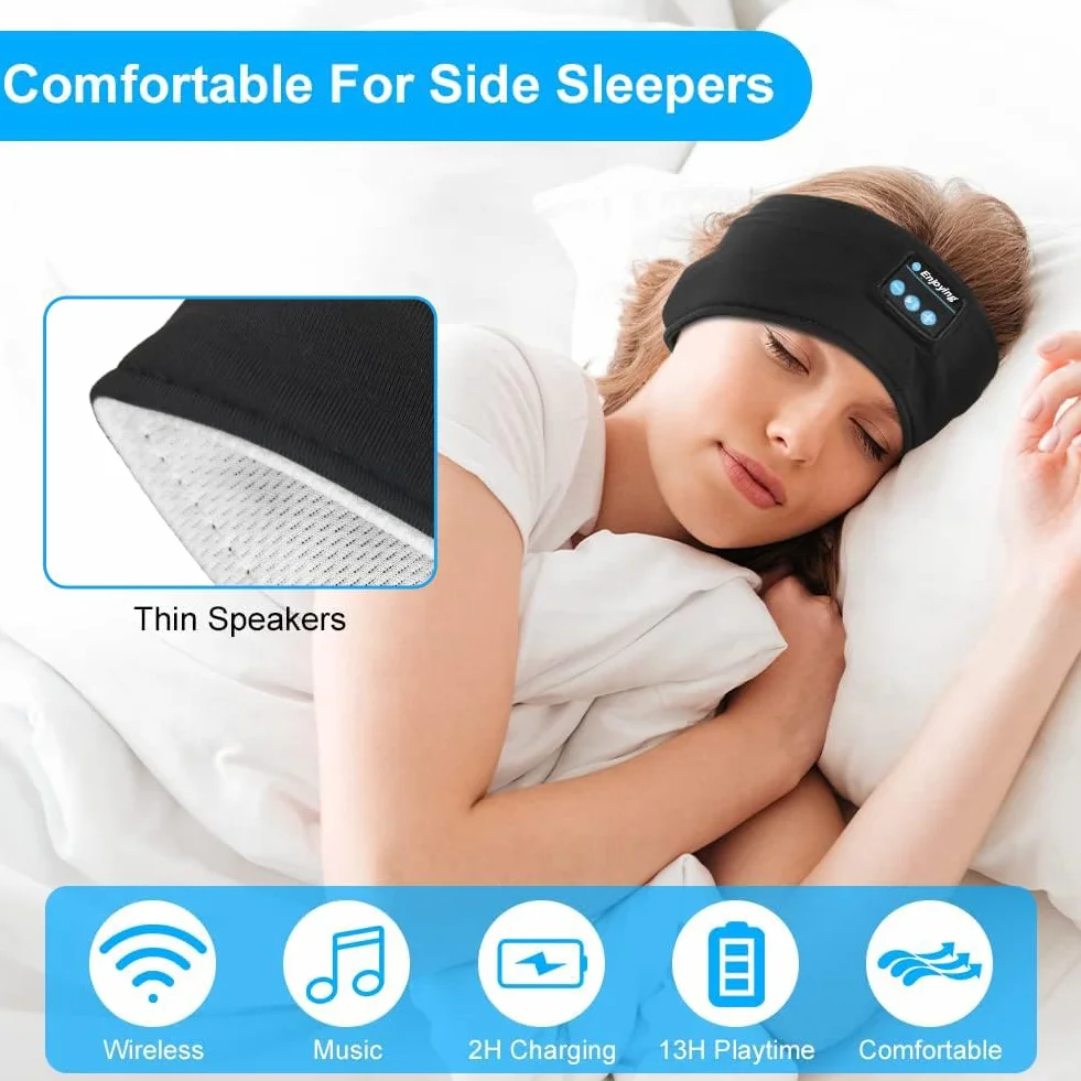 flintronic Słuchawki do spania bezprzewodowe Bluetooth z ultracienkimi głośnikami stereo HD sportowe opaska