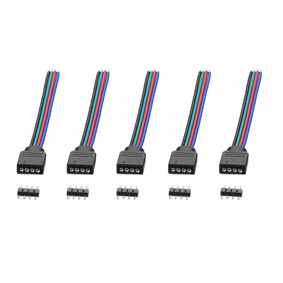 5 x 4-biegunowe złącze RGB do taśm LED 4-pinowych 5050 3528 RGB LED