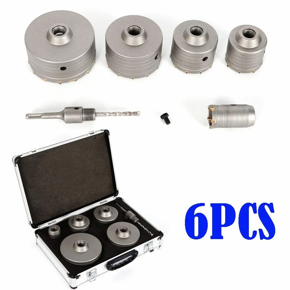 SDS Plus otwornica korona wiertnicza zestaw wierteł puszek 40/68/80/100/120 mm do młotowiertarki, betonu, cegły, kamienia