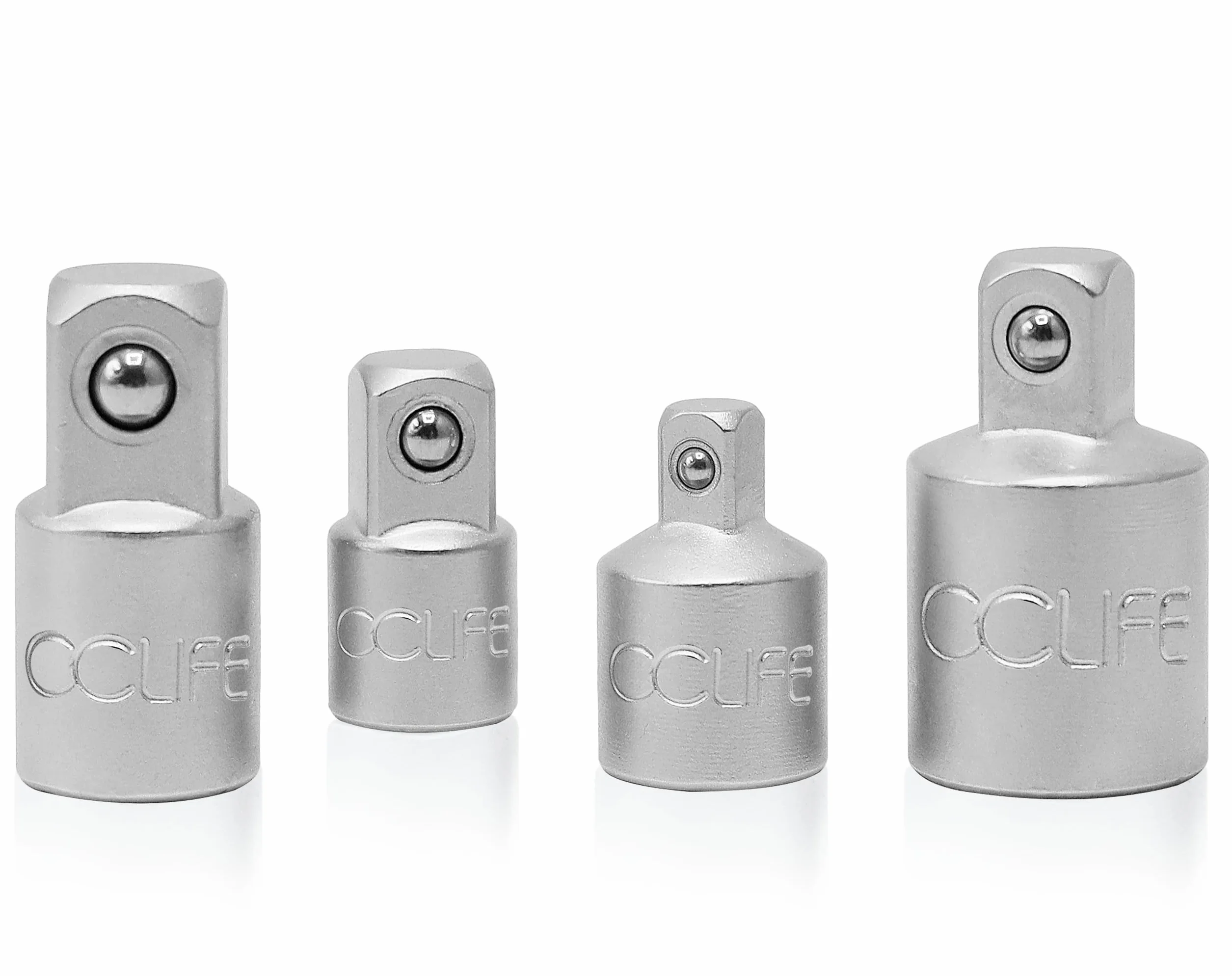 CCLIFE Adapter do kluczy nasadowych zestaw 4-częściowy adapter do kluczy nasadowych do grzechotki 1/2" na 3/8", 3/8" na 1/2", 3/8" na 1/4", 1/4" na 3/8" do grzechotek, nakrętek nasadowych